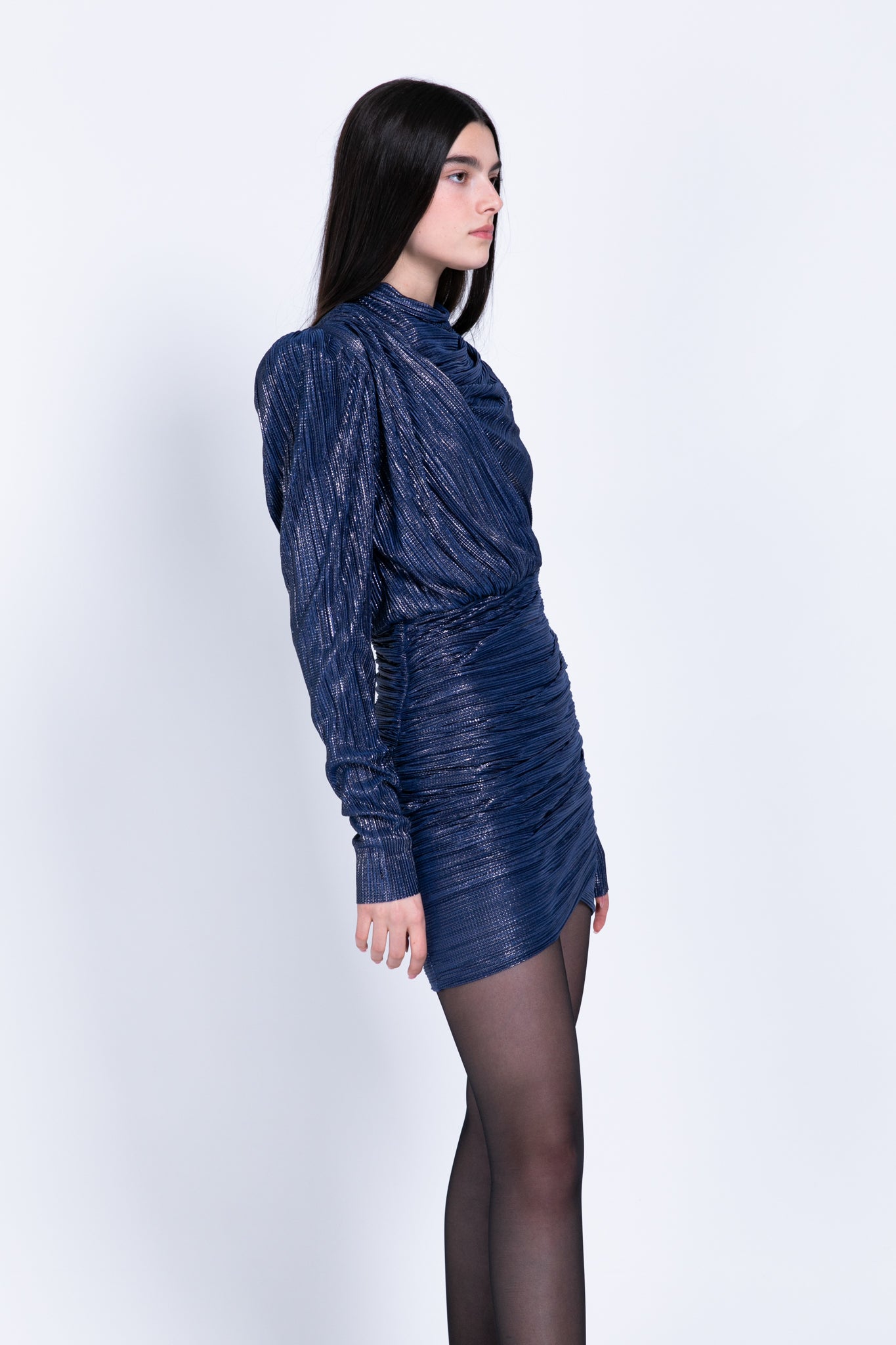 SABINA MUSAYEV - pleated_knit_w_foil_blue