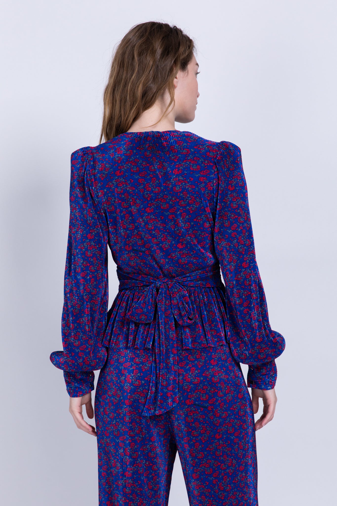 SABINA MUSAYEV - printed_pleated_knit_blue