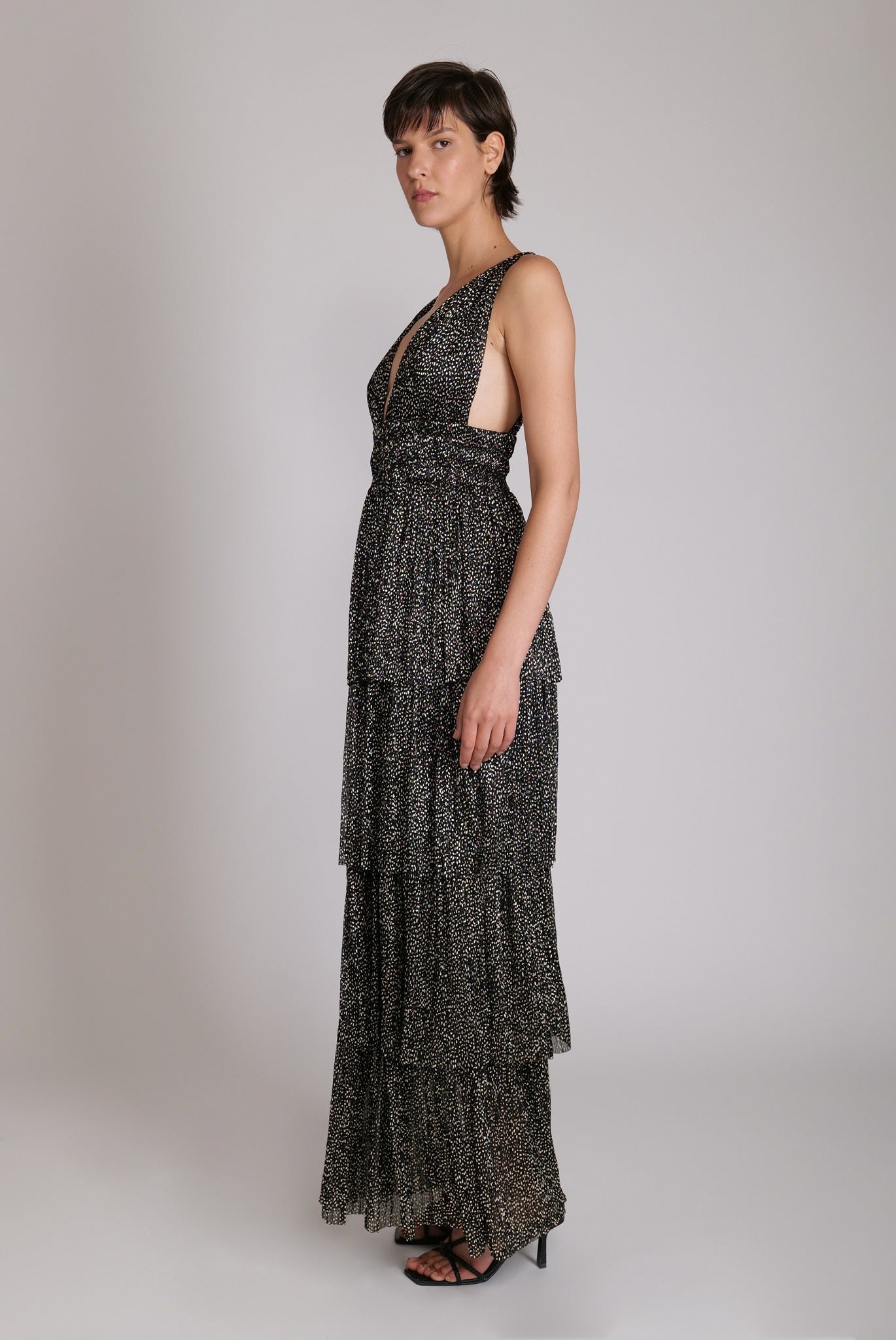 SABINA MUSAYEV - pleated_knit_w_speckled_foil_black