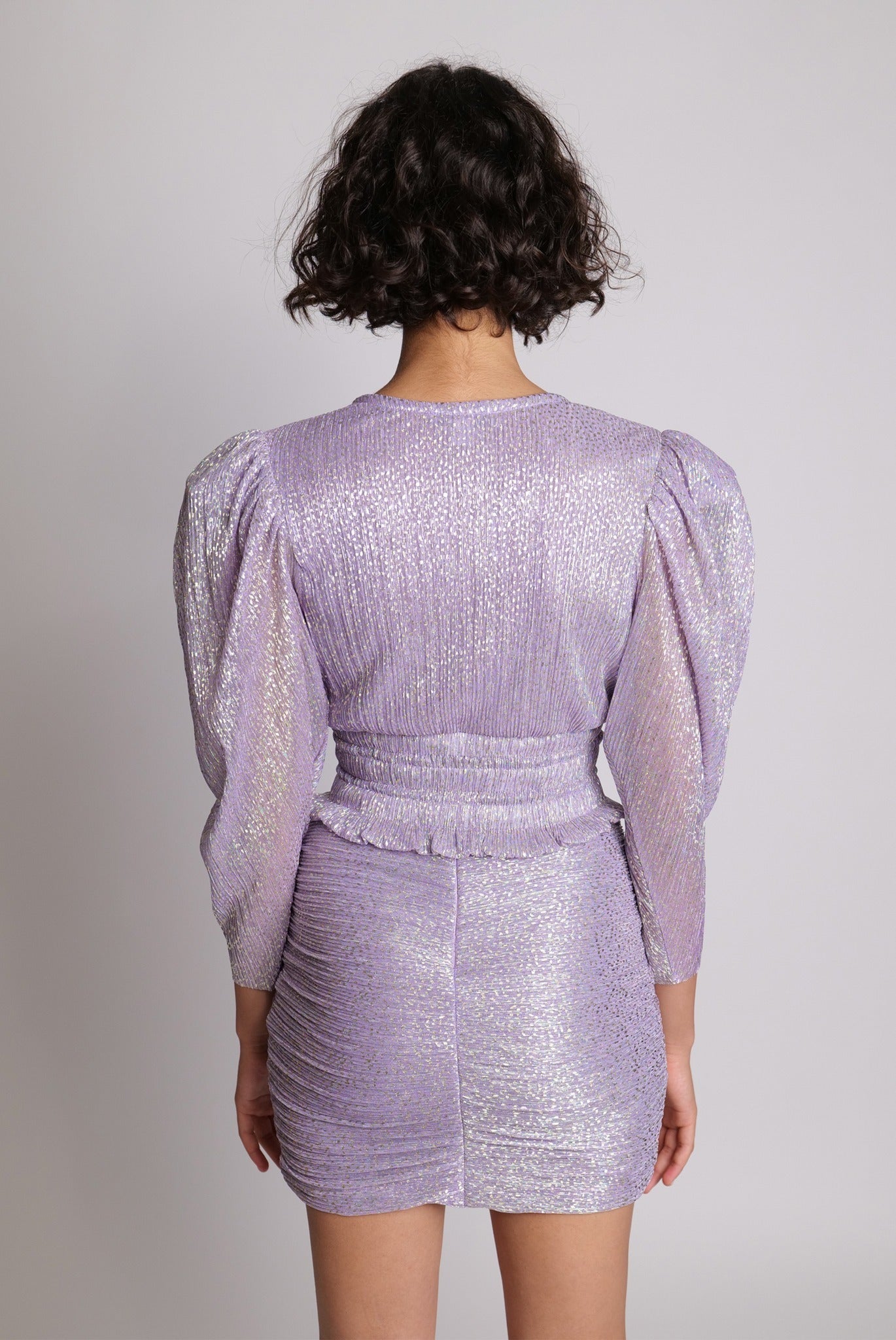 SABINA MUSAYEV - pleated_knit_w_speckled_foil_lilac