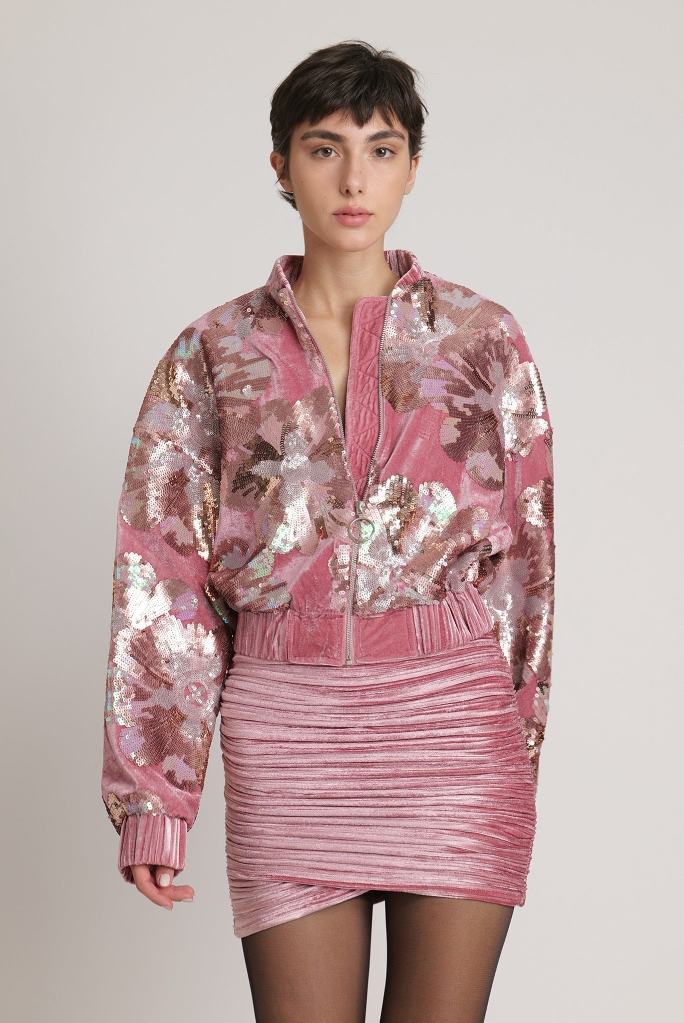 SABINA MUSAYEV - flora_sequins_on_velvet_multi_pink_fw_23_24