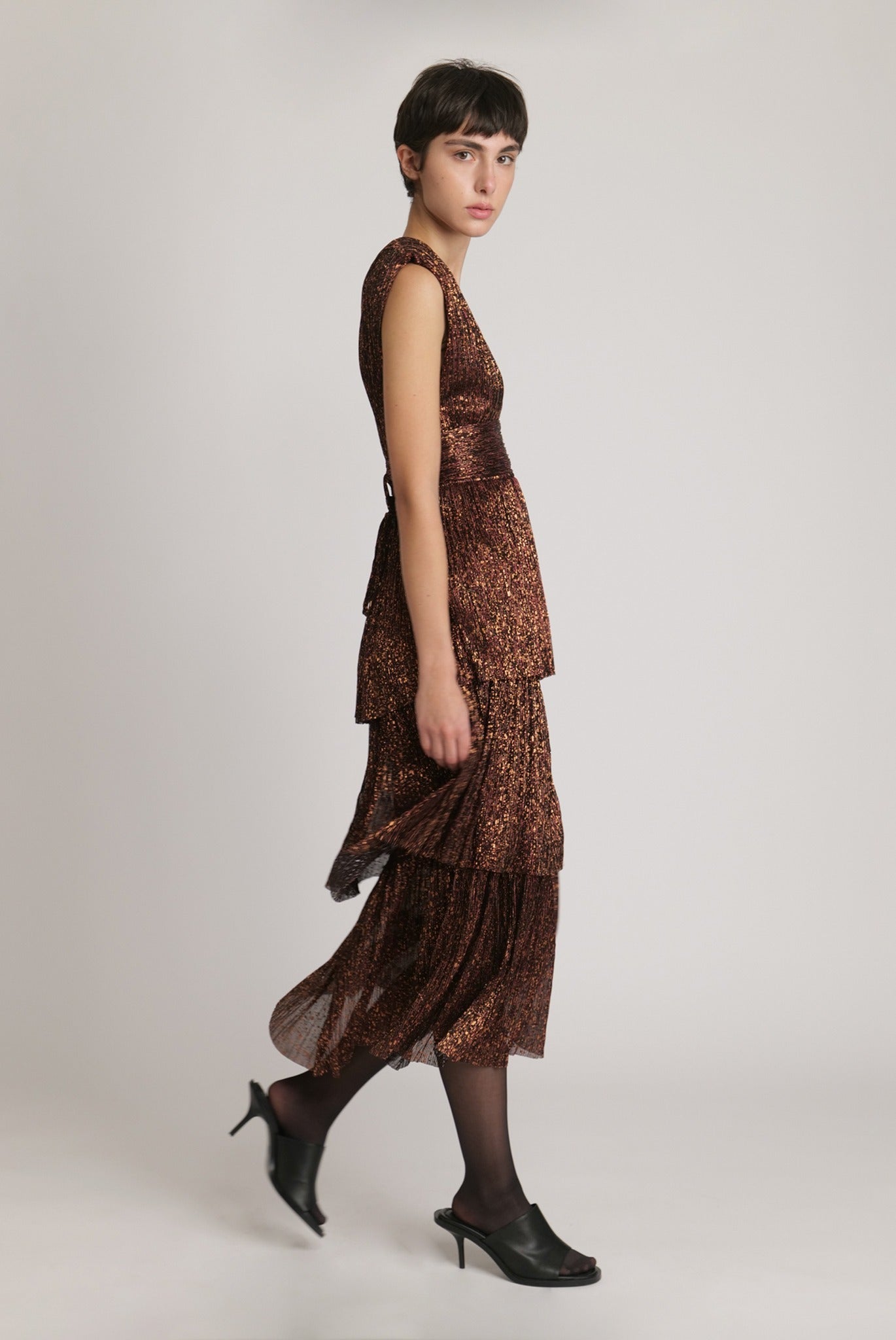 SABINA MUSAYEV - pleated_knit_w_multi_dot_foil_bronze_ruby_fw_23_24