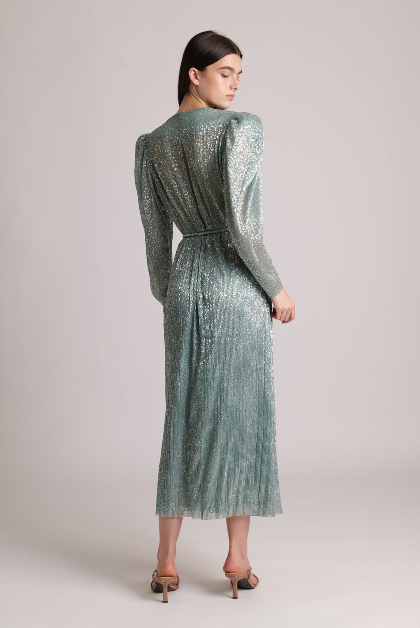 SABINA MUSAYEV - pleated_knit_w_multi_dot_foil_sage_blue