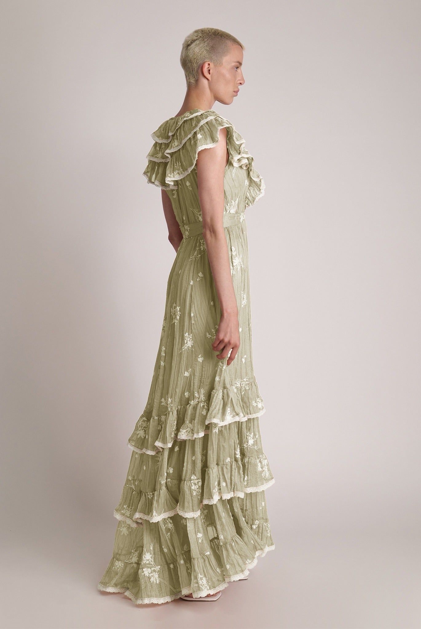 SABINA MUSAYEV - pleated_chiffon_w_embroidery_moss_green_spring_24