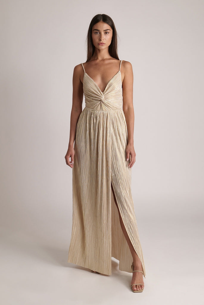 sabina musayev savory v neck front slit maxi dress VIVA – USA Long Sleeve Wedding Gowns Color:Black/Almond/Nude COLOR_3_RED