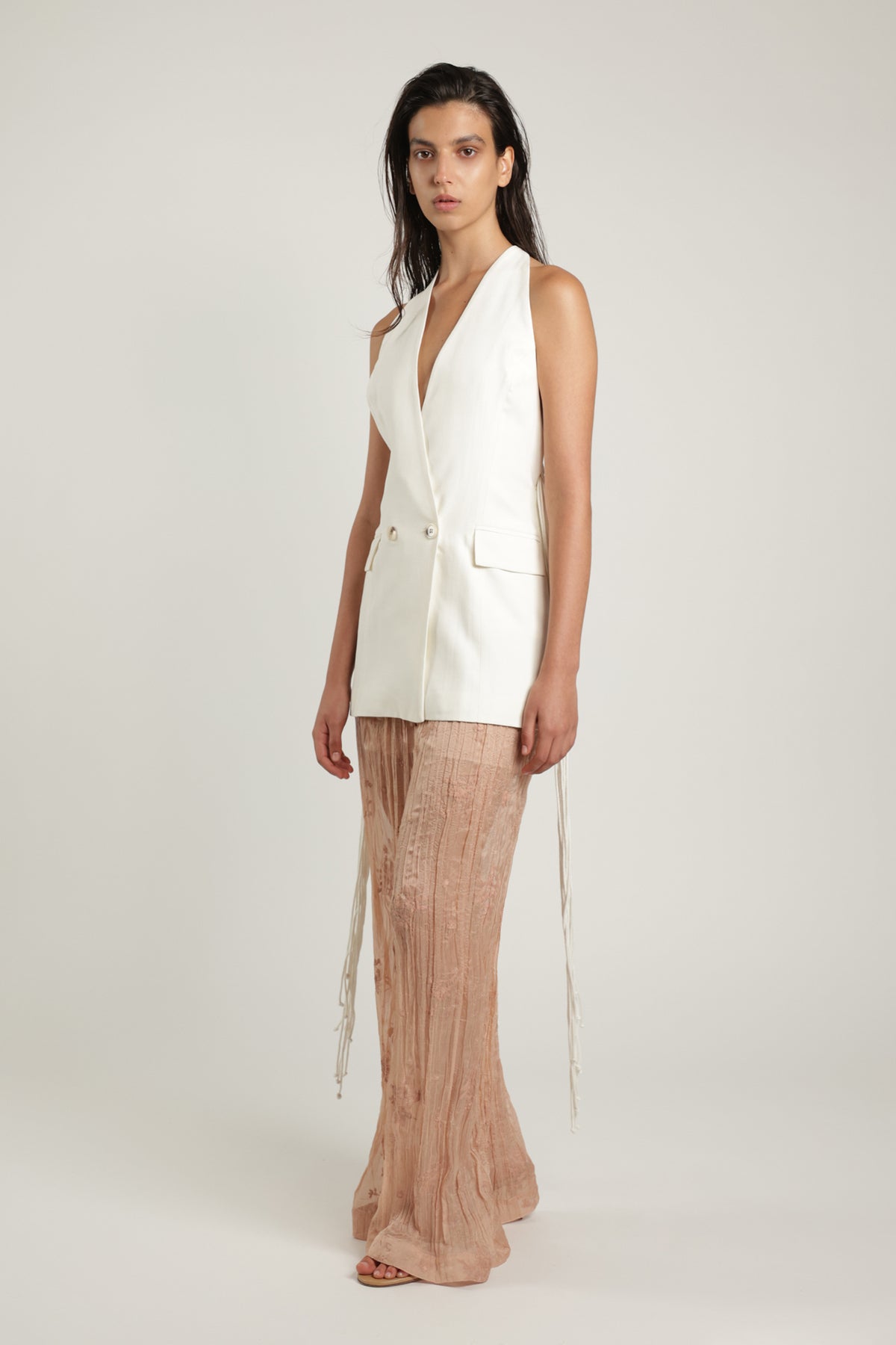 SABINA MUSAYEV - pleated_chiffon_w_emb_cream_latte_summer_24