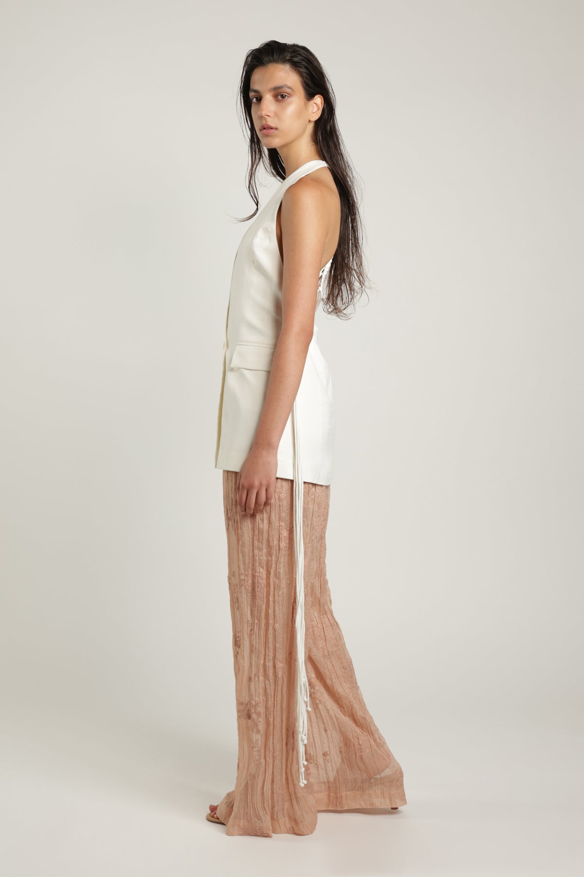 SABINA MUSAYEV - pleated_chiffon_w_emb_cream_latte_summer_24