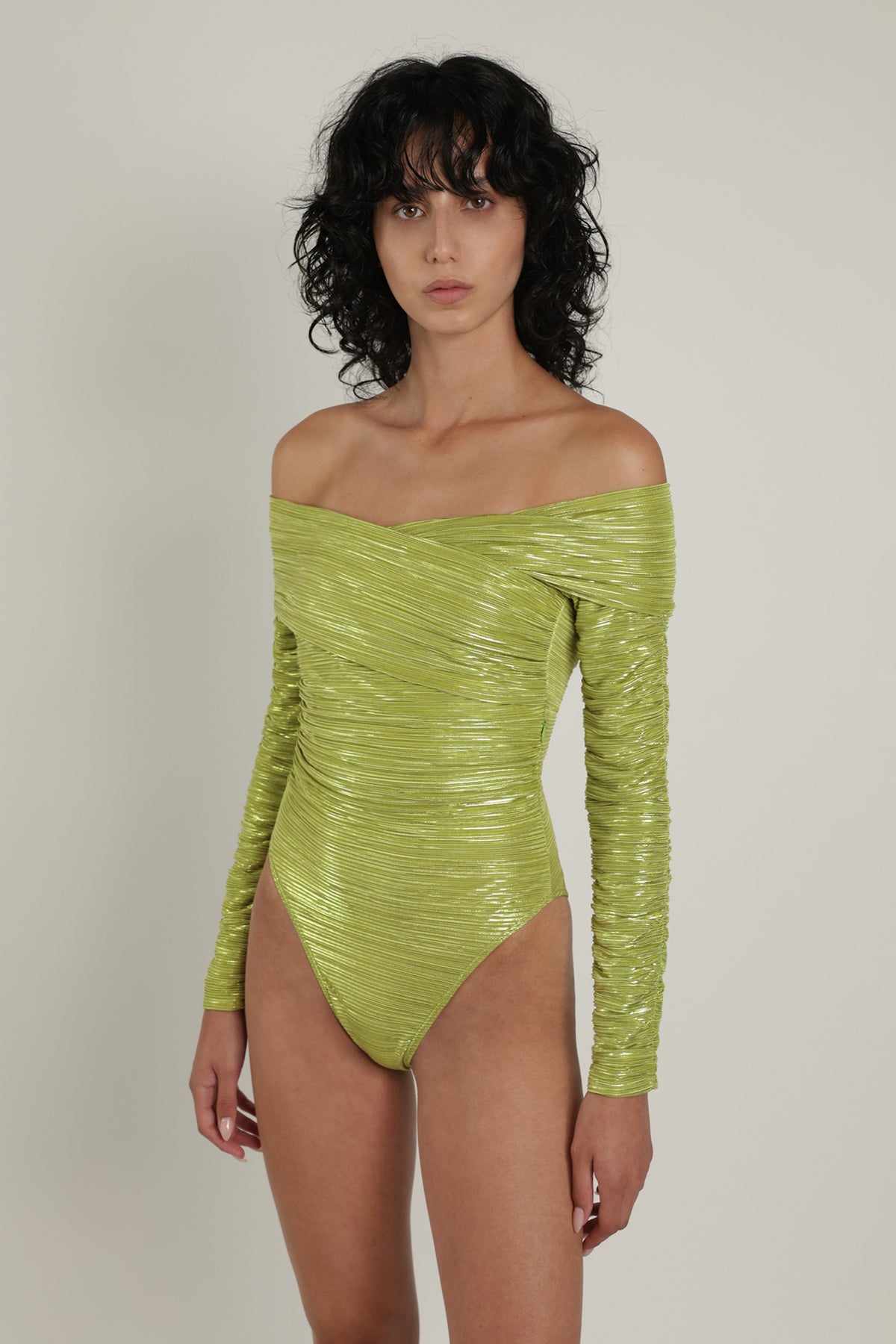 SABINA MUSAYEV - pleated_knit_w_foil_lime_green_summer_24