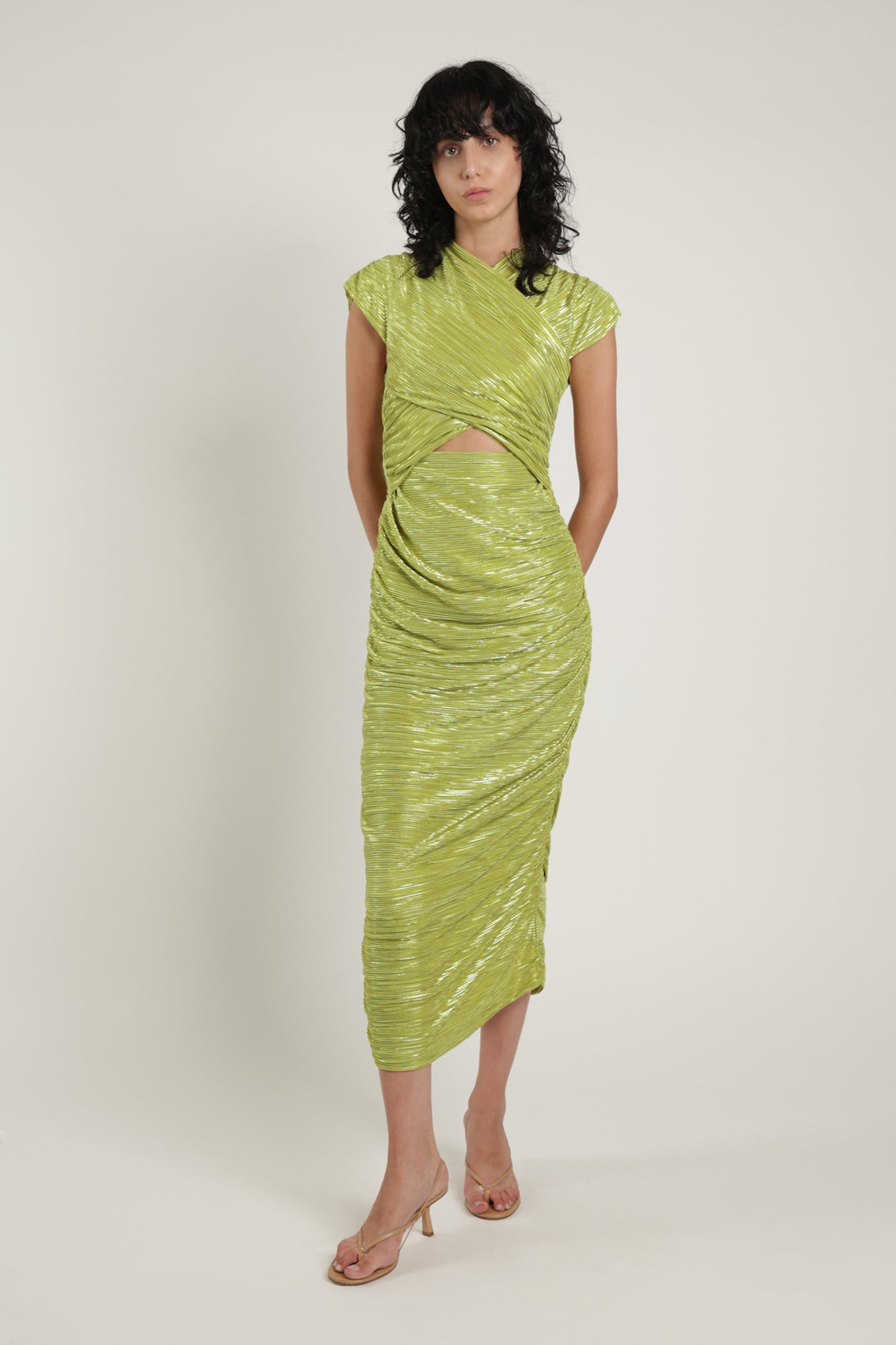 SABINA MUSAYEV - pleated_knit_w_foil_lime_green_summer_24