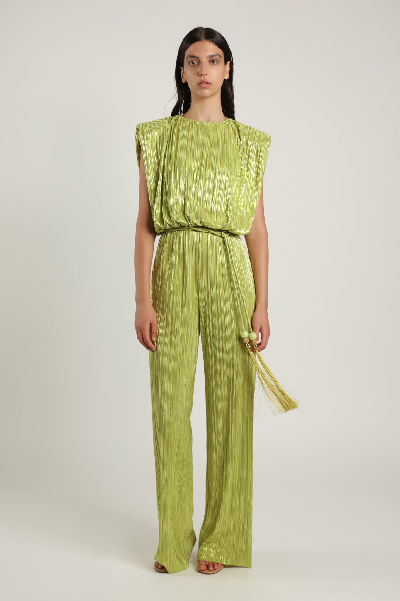 SABINA MUSAYEV - pleated_knit_w_foil_lime_green_summer_24