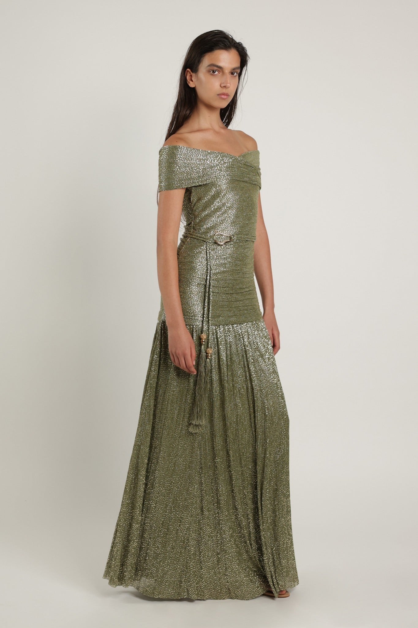 SABINA MUSAYEV - pleated_knit_w_speckled_foil_olive_green_summer_24