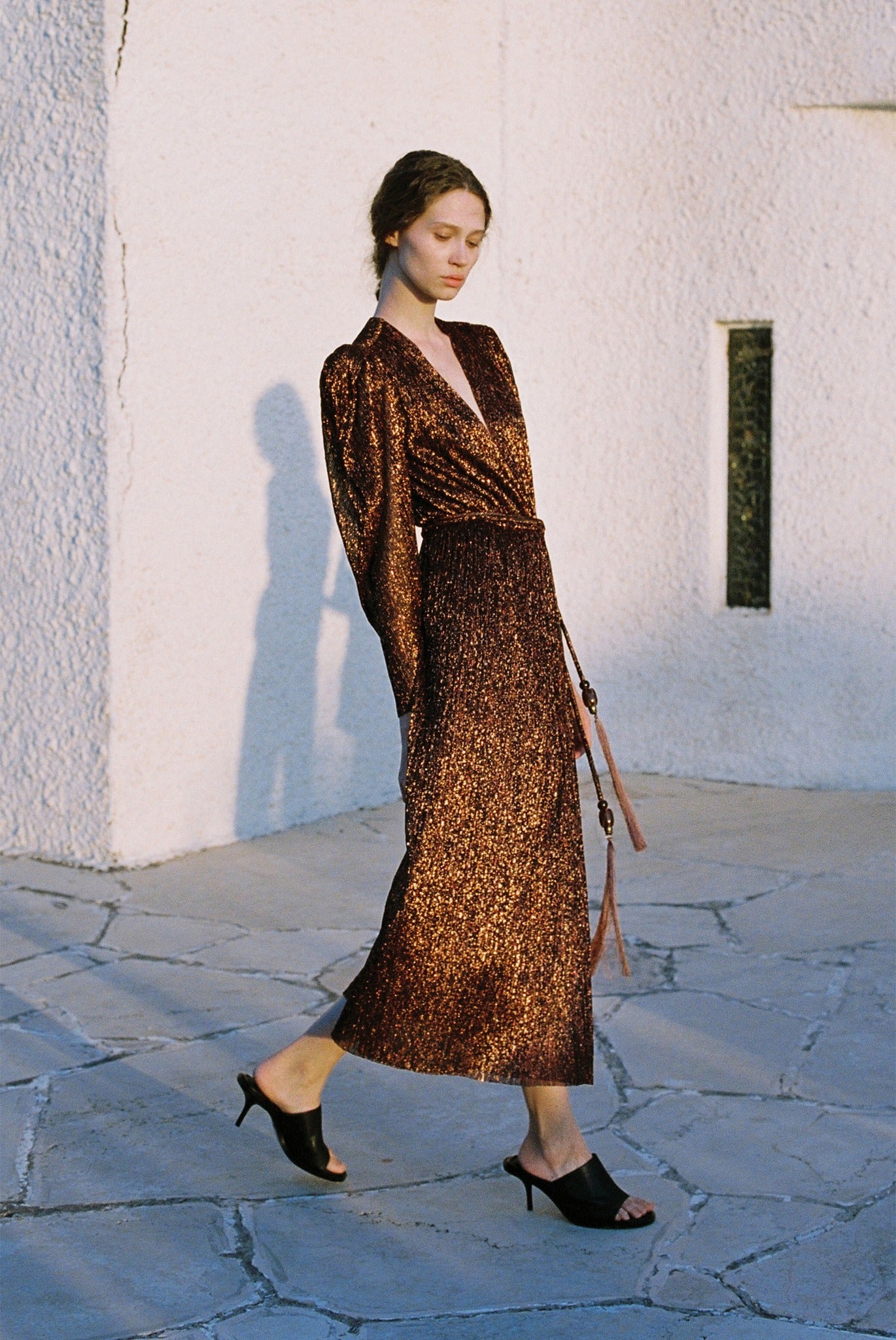 SABINA MUSAYEV - pleated_knit_w_multi_dot_foil_bronze_ruby_fw_23_24
