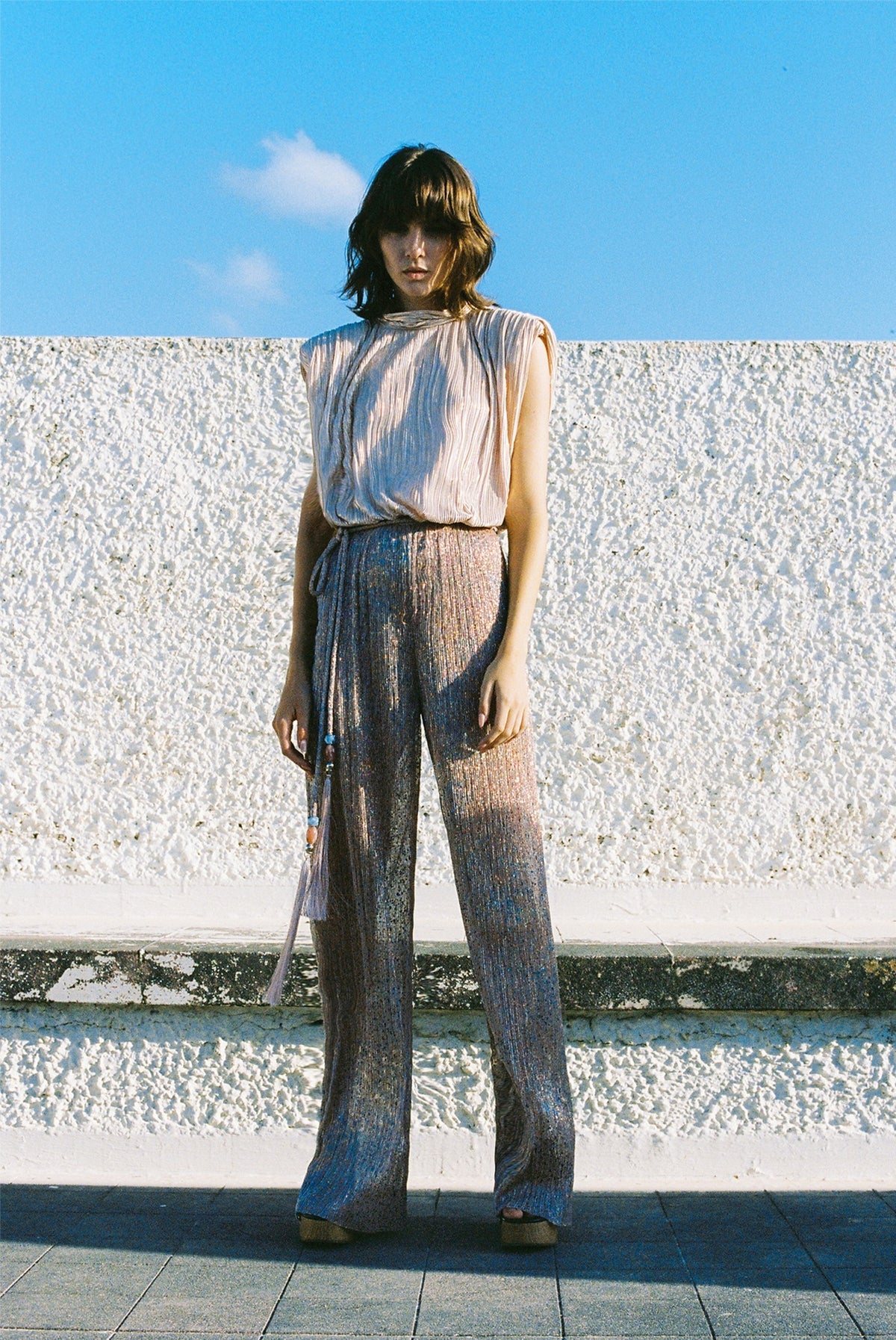 SABINA MUSAYEV - pleated_knit_w_foil_pearl_blush_fw_23_24
