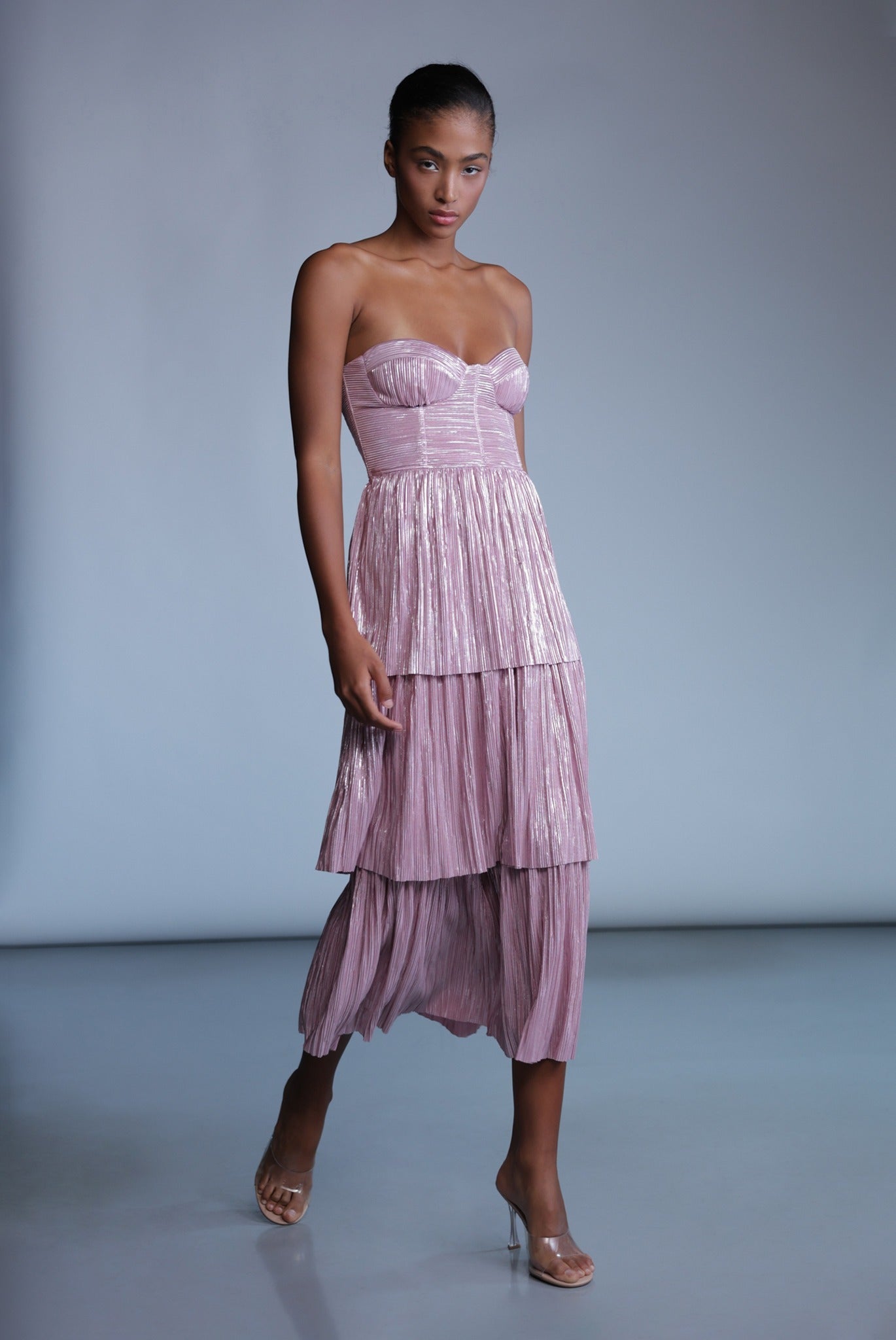 SABINA MUSAYEV - pleated_knit_w_foil_dusty_rose_pre_fall_24_25