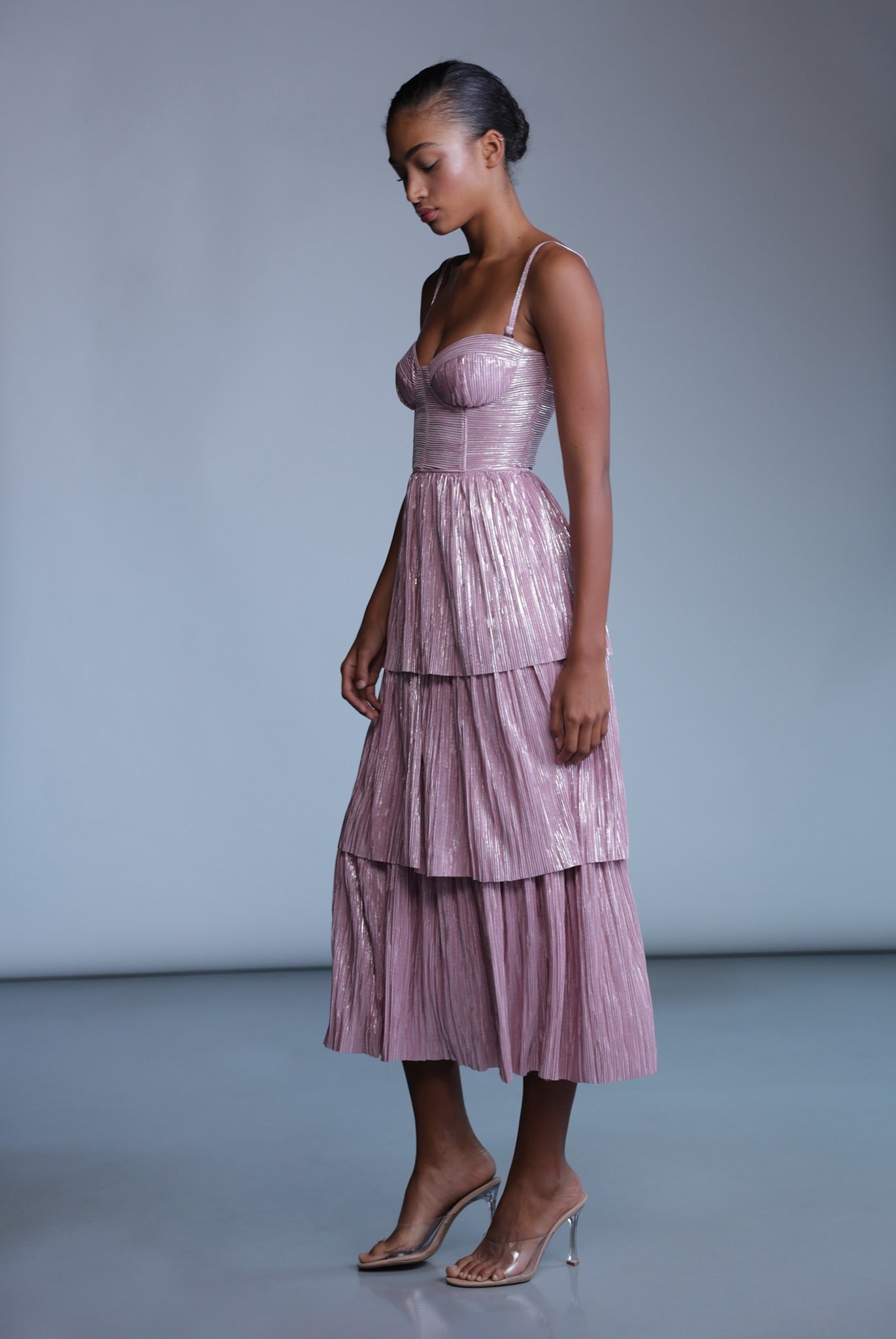 SABINA MUSAYEV - pleated_knit_w_foil_dusty_rose_pre_fall_24_25