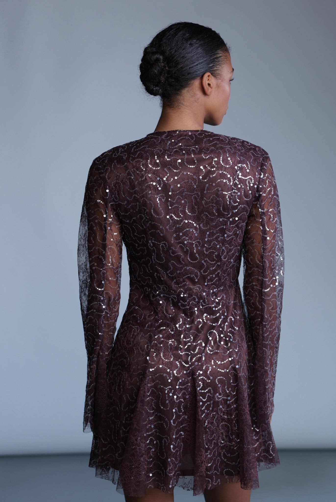 SABINA MUSAYEV - sequined_lace_bitter_chocolate_pre_fall_24_25