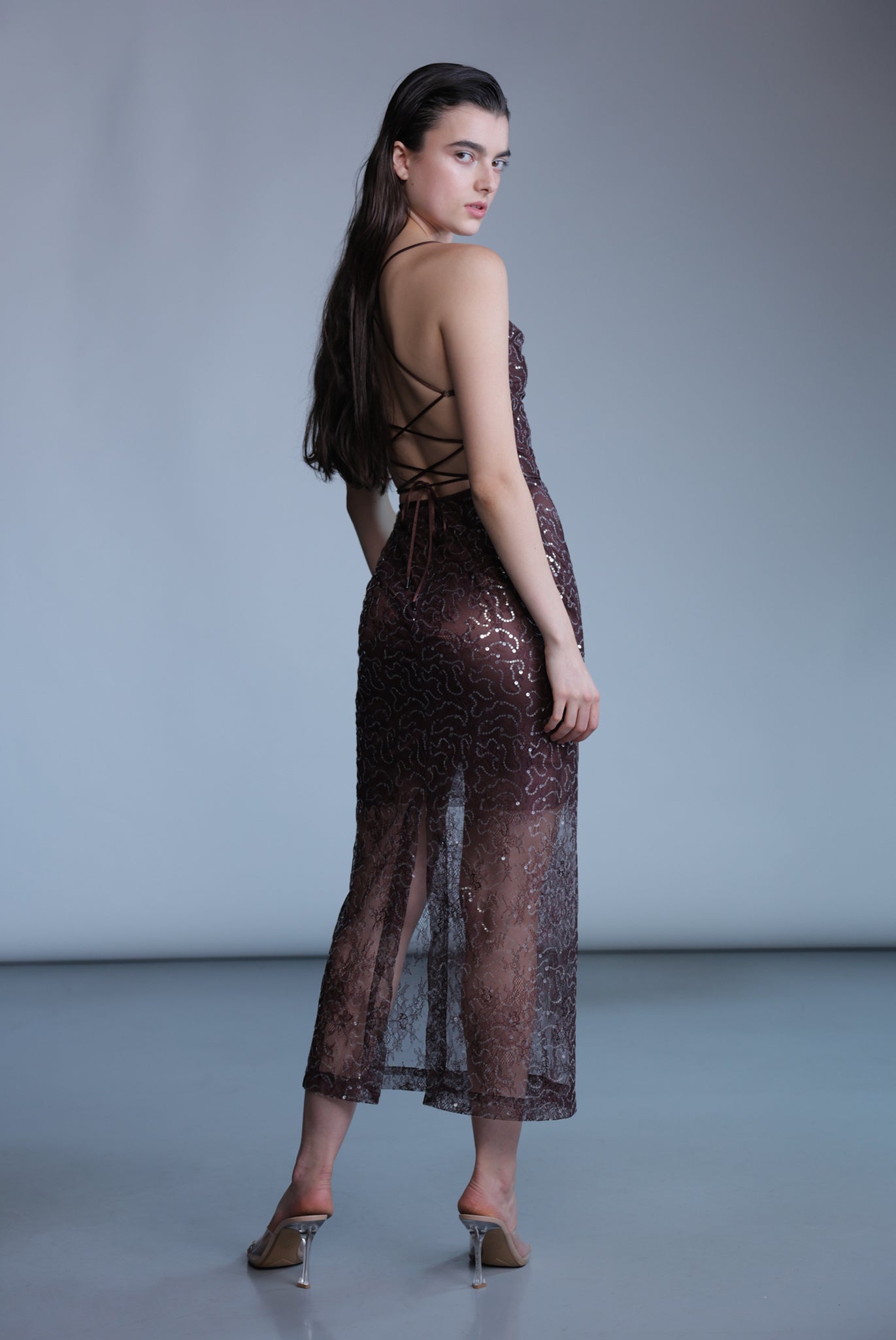 SABINA MUSAYEV - sequined_lace_bitter_chocolate_pre_fall_24_25