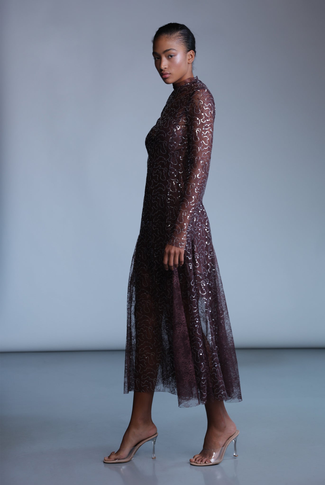 SABINA MUSAYEV - sequined_lace_bitter_chocolate_pre_fall_24_25