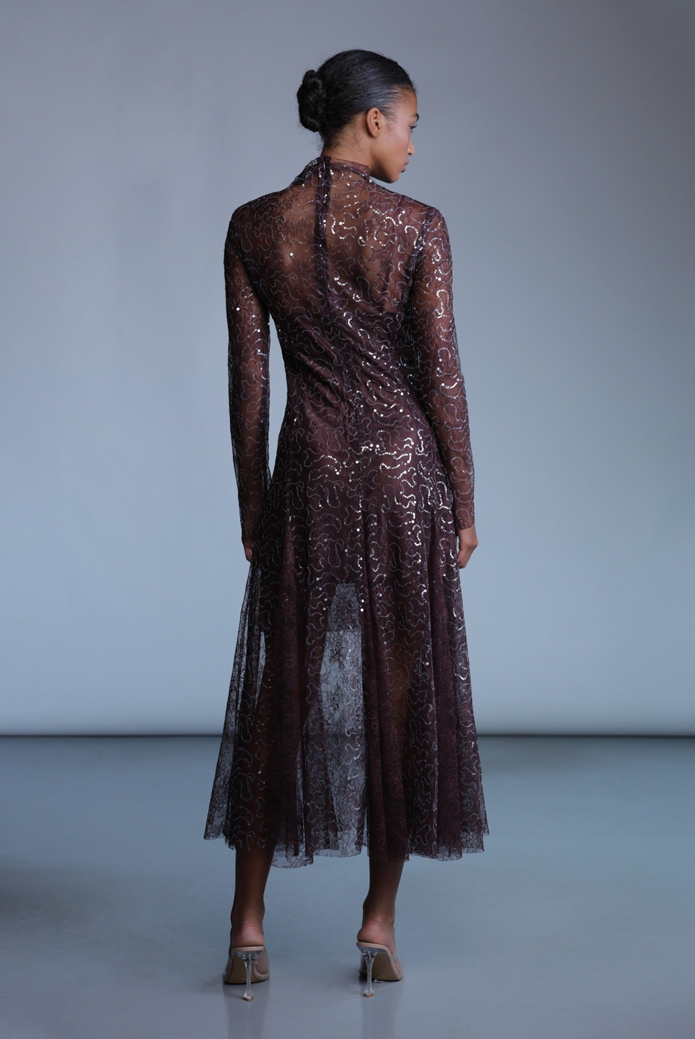 SABINA MUSAYEV - sequined_lace_bitter_chocolate_pre_fall_24_25