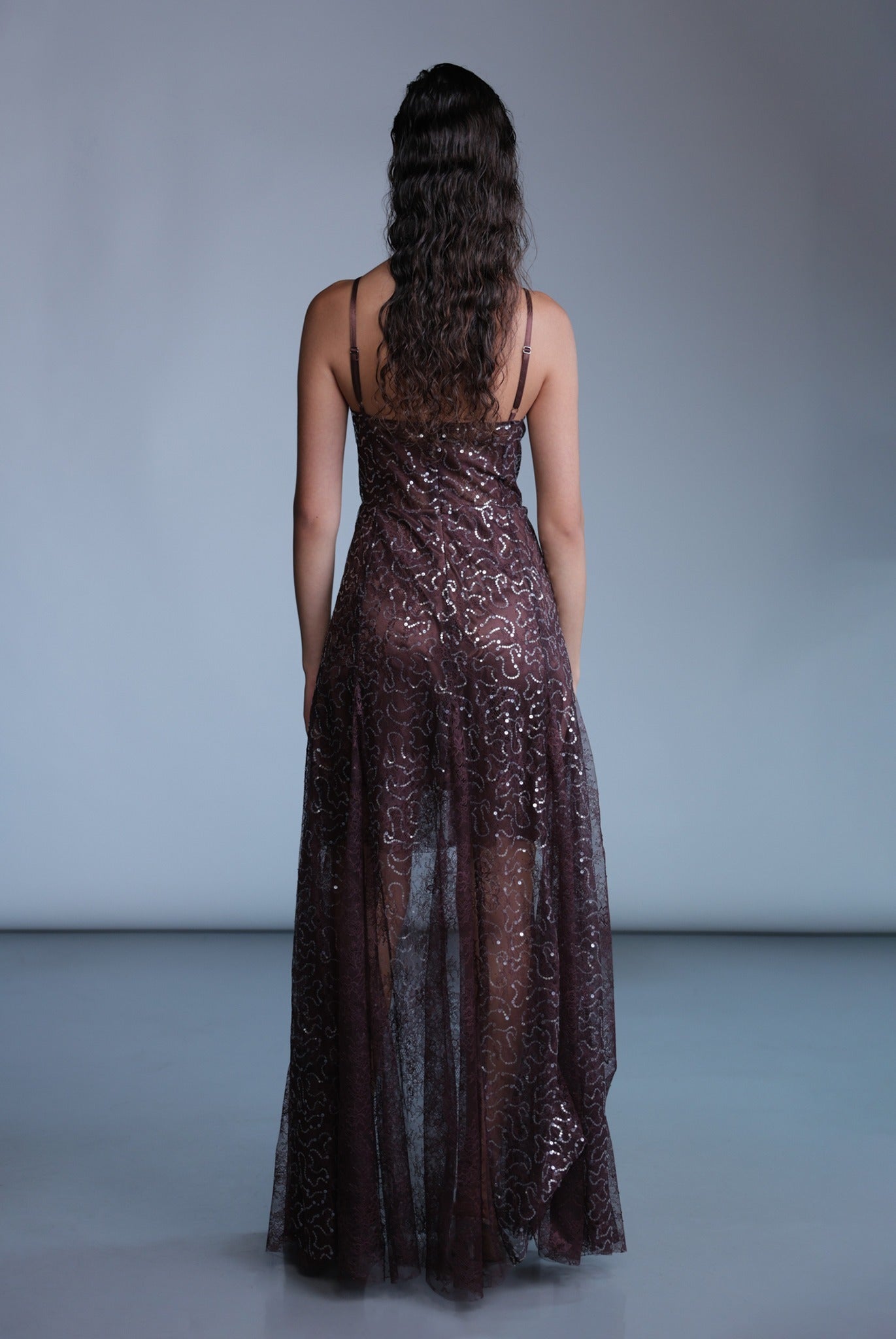 SABINA MUSAYEV - sequined_lace_bitter_chocolate_pre_fall_24_25