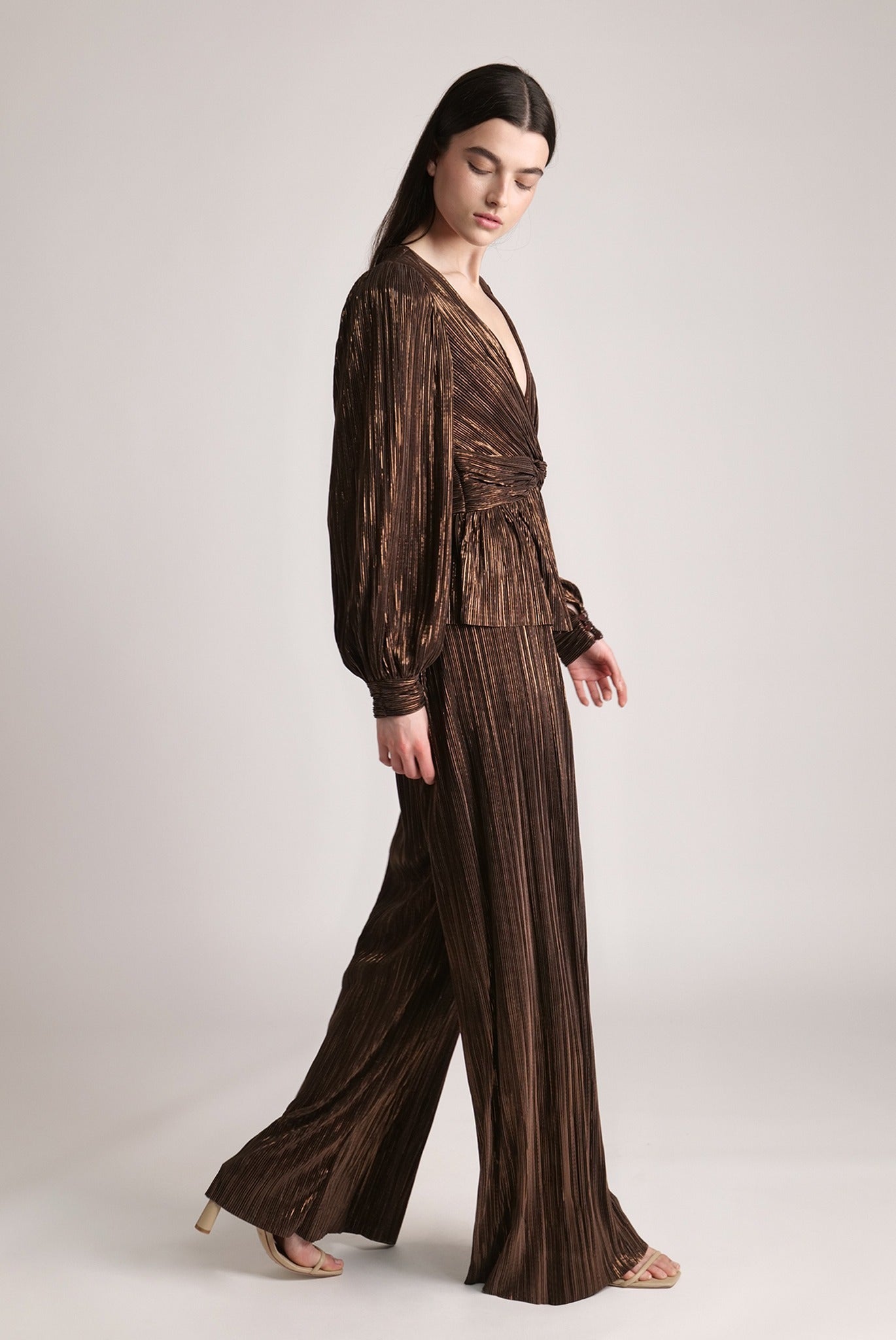 SABINA MUSAYEV - pleated_knit_w_foil_dark_brown_spring_24