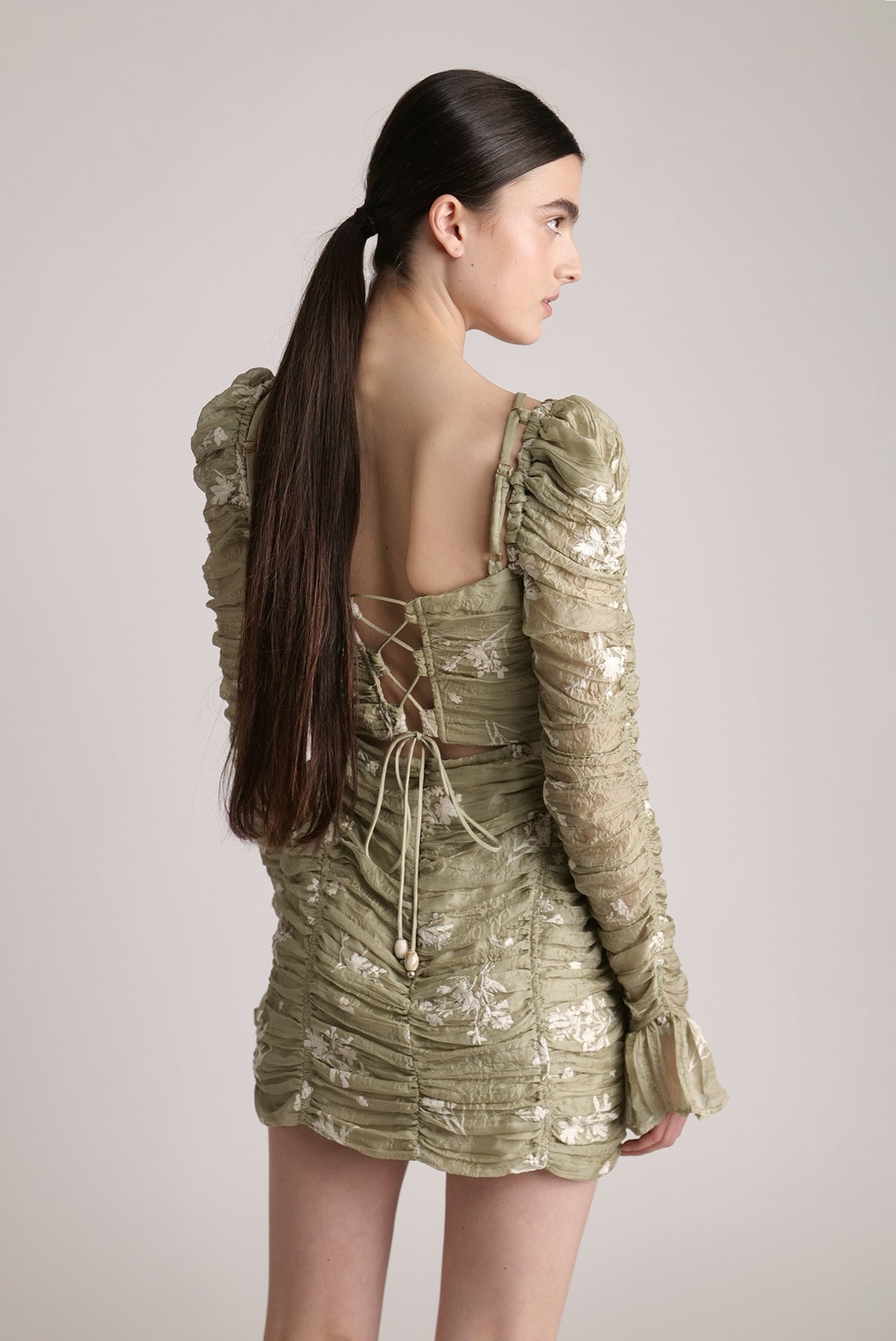 SABINA MUSAYEV - pleated_chiffon_w_embroidery_moss_green_24