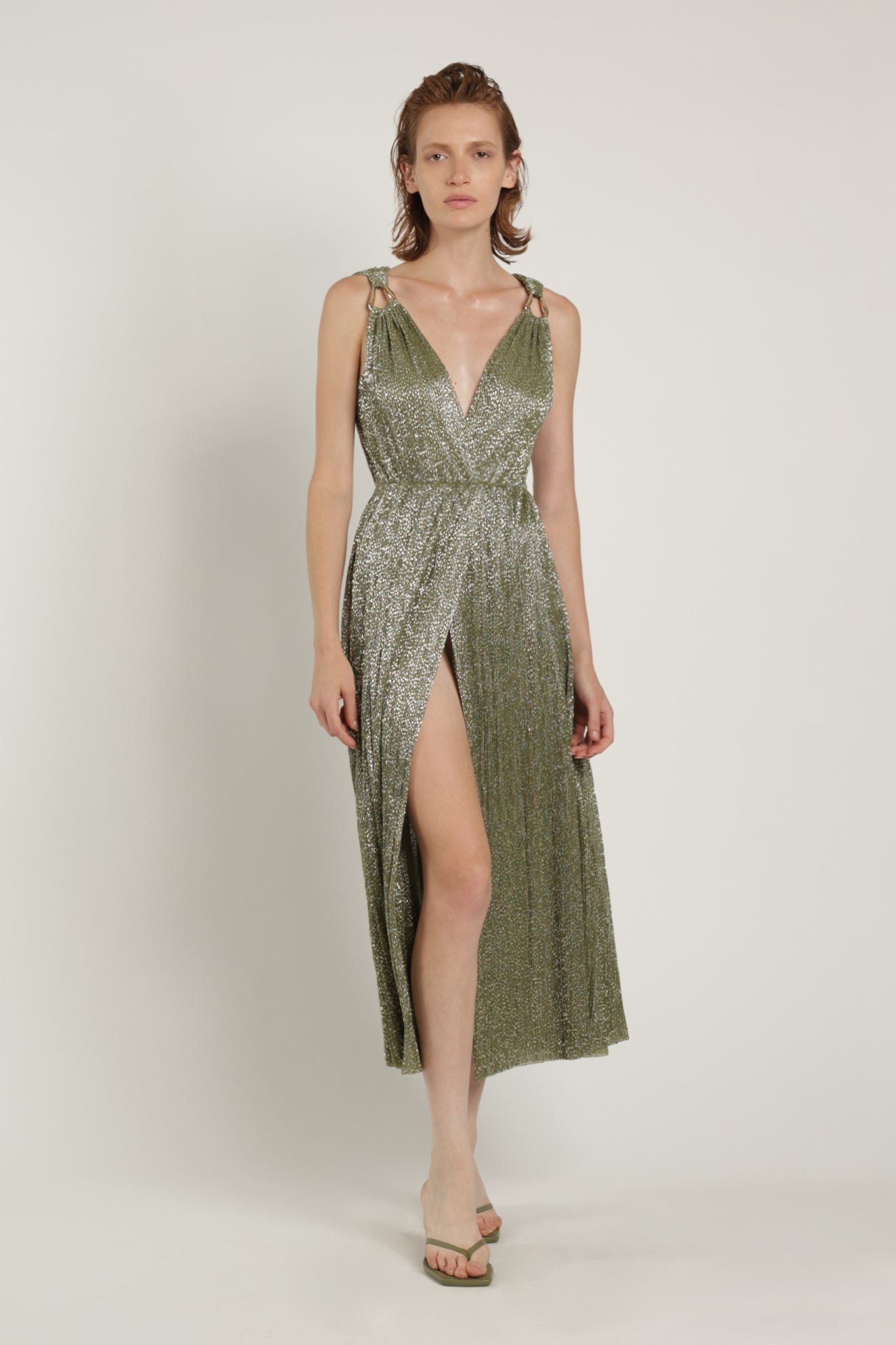 SABINA MUSAYEV - pleated_knit_w_speckled_foil_olive_green_summer_24