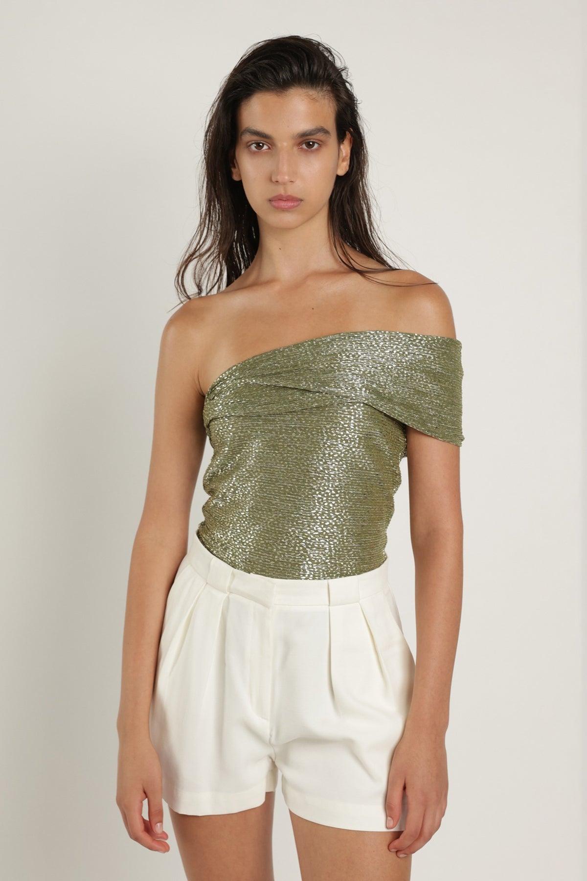 SABINA MUSAYEV - pleated_knit_w_speckled_foil_olive_green_summer_24