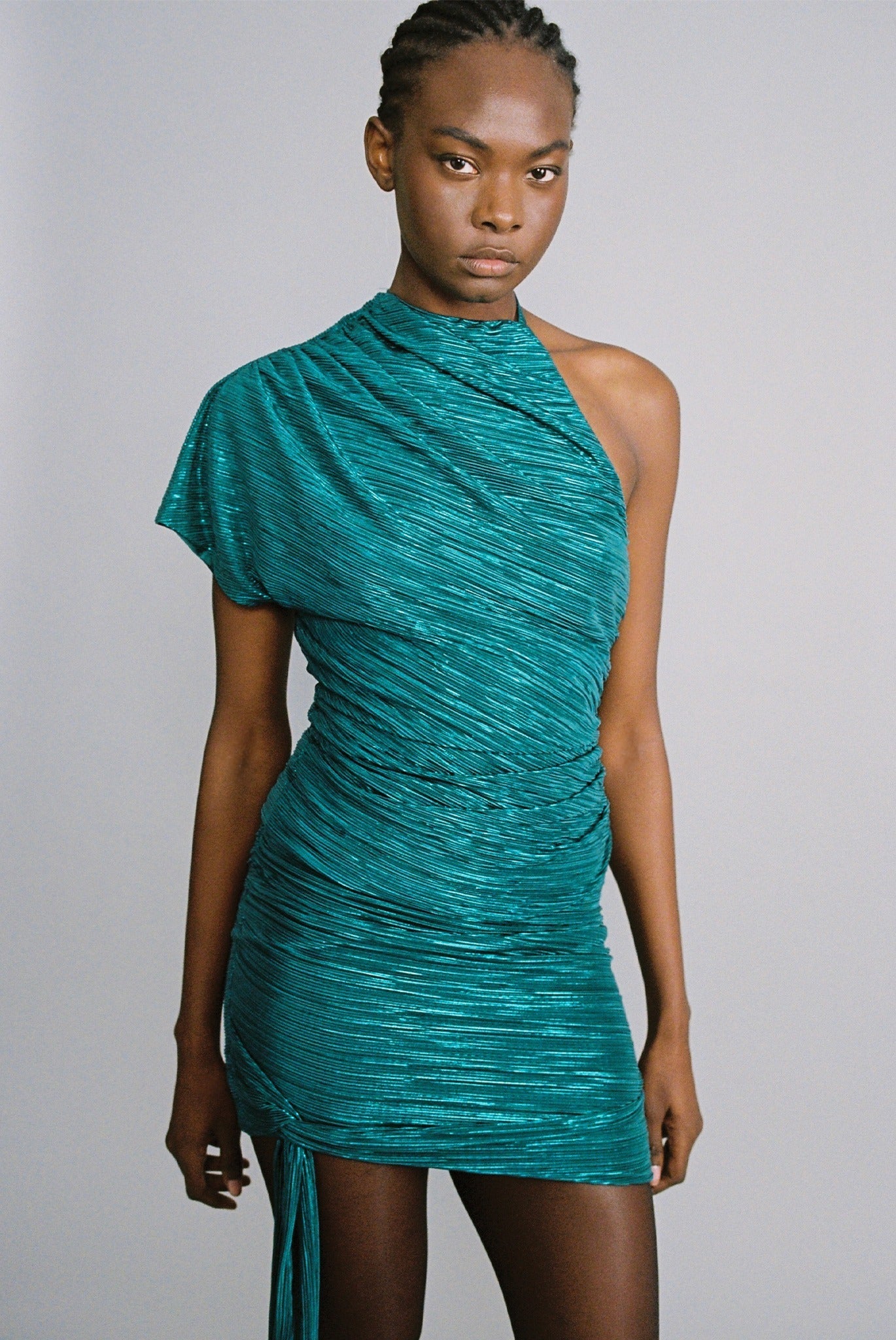 SABINA MUSAYEV - pleated_knit_w_foil_teal_fw_24_25