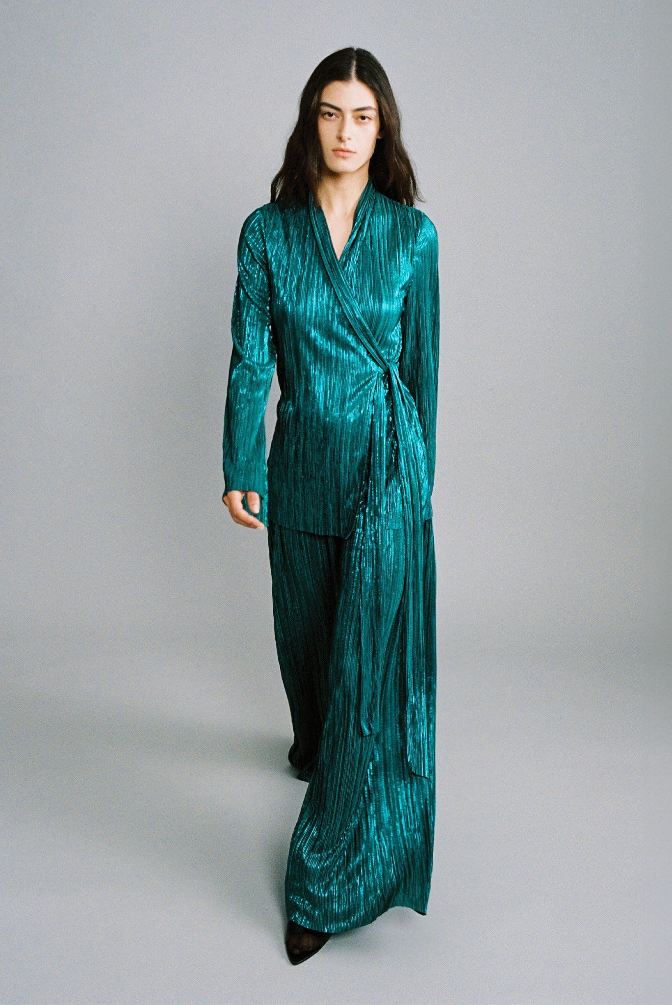 SABINA MUSAYEV - pleated_knit_w_foil_teal_fw_24_25