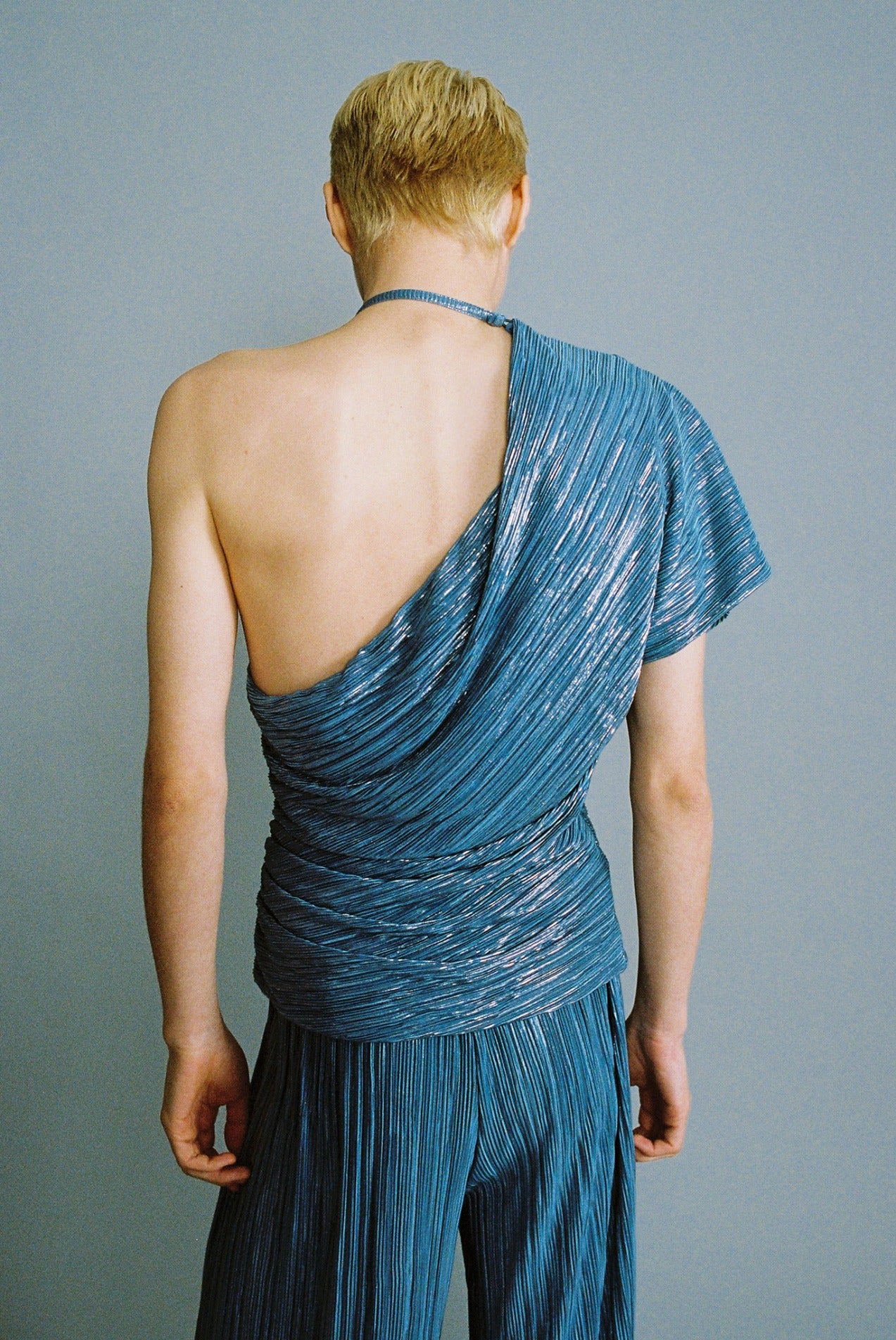 SABINA MUSAYEV - pleated_knit_w_foil_steel_blue_fw_24_25