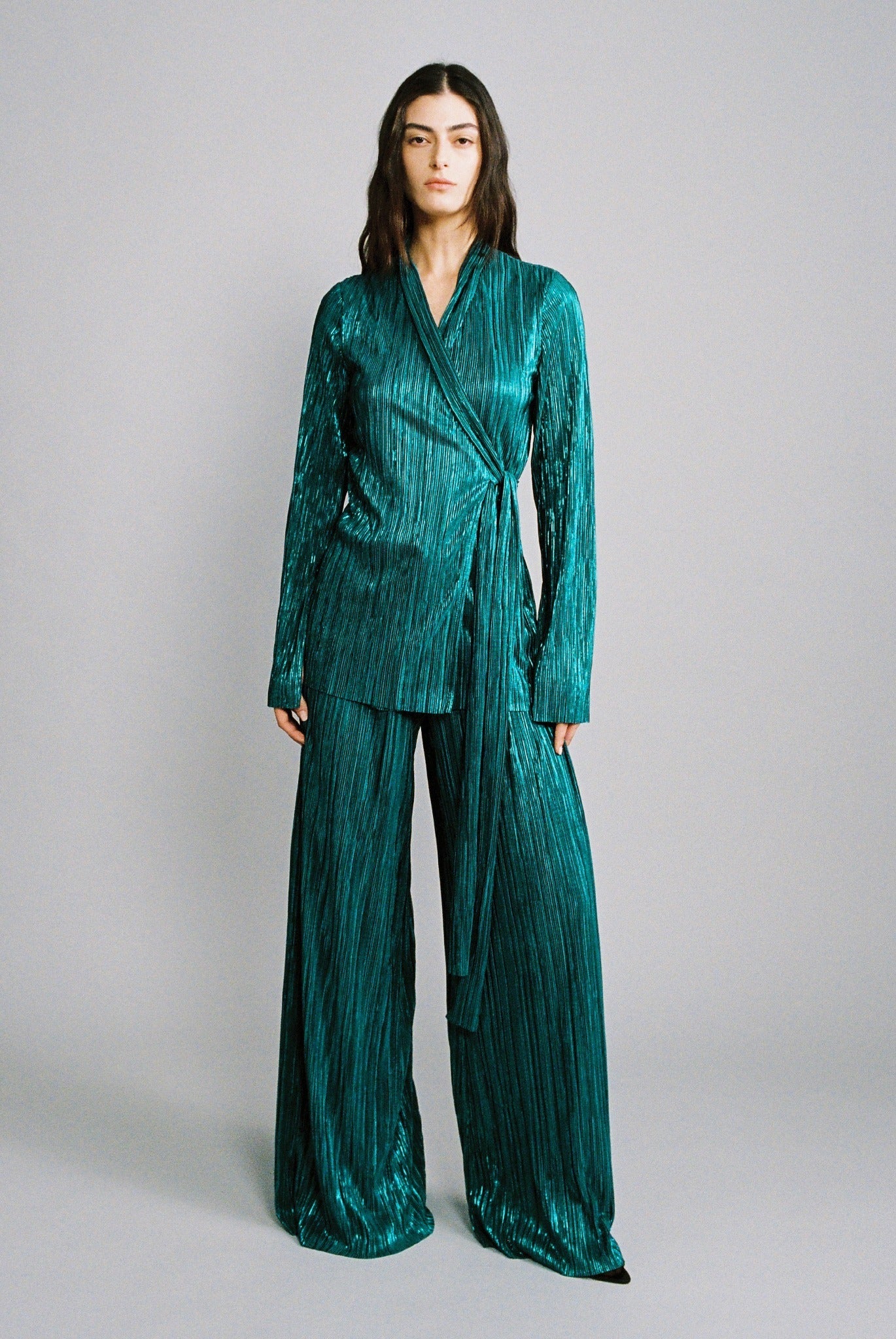 SABINA MUSAYEV - pleated_knit_w_foil_teal_fw_24_25