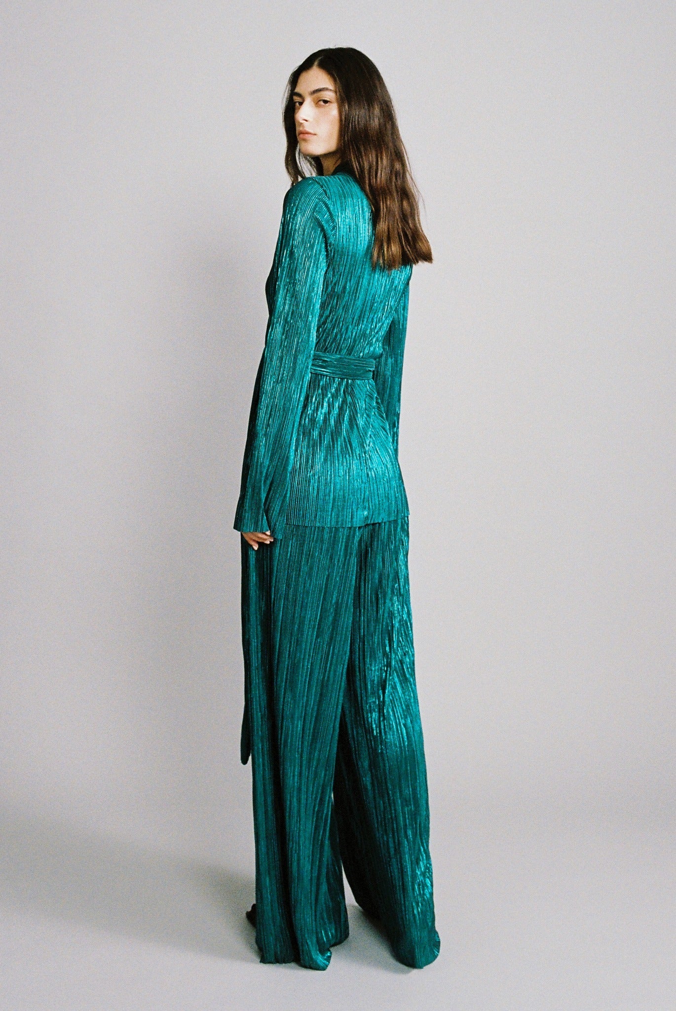 SABINA MUSAYEV - pleated_knit_w_foil_teal_fw_24_25