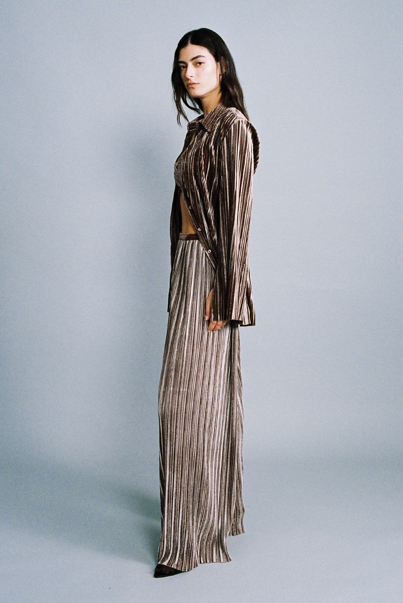 SABINA MUSAYEV - pleated_velvet_brown_fw_24_25