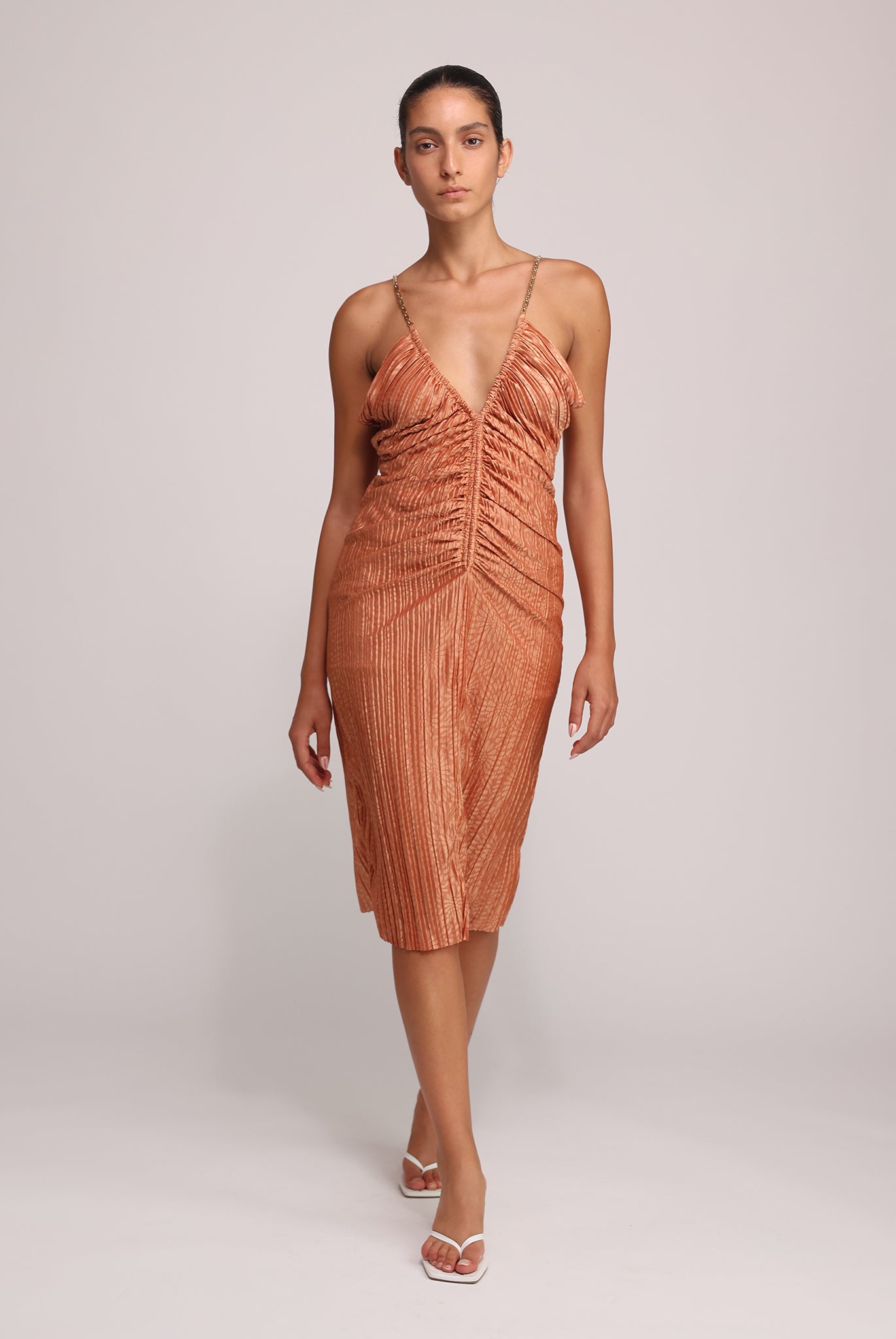 SABINA MUSAYEV - floral_embossed_pleated_knit_caramel_summer_25