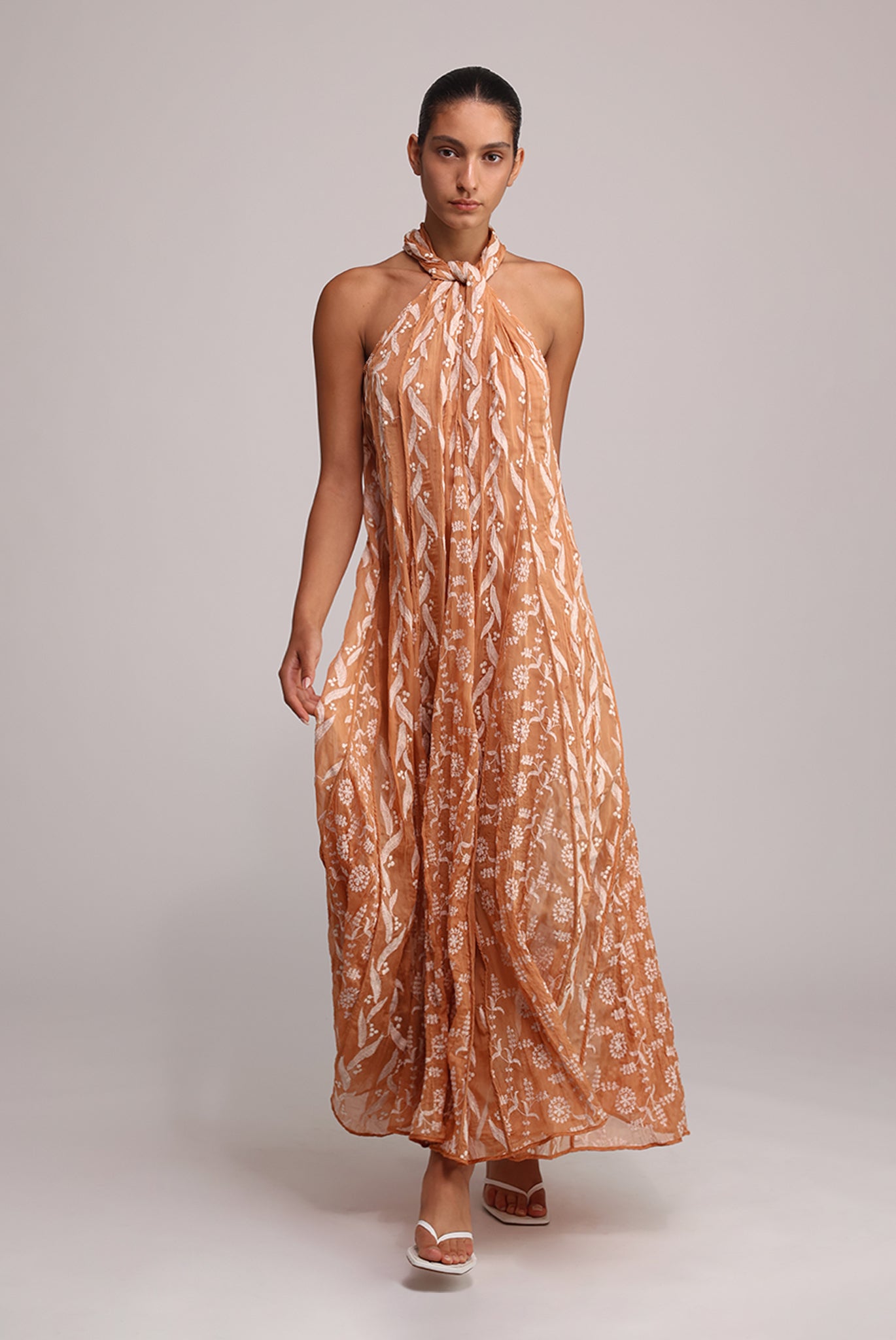 SABINA MUSAYEV - pleated_chiffon_w_emb_terracotta_summer_25