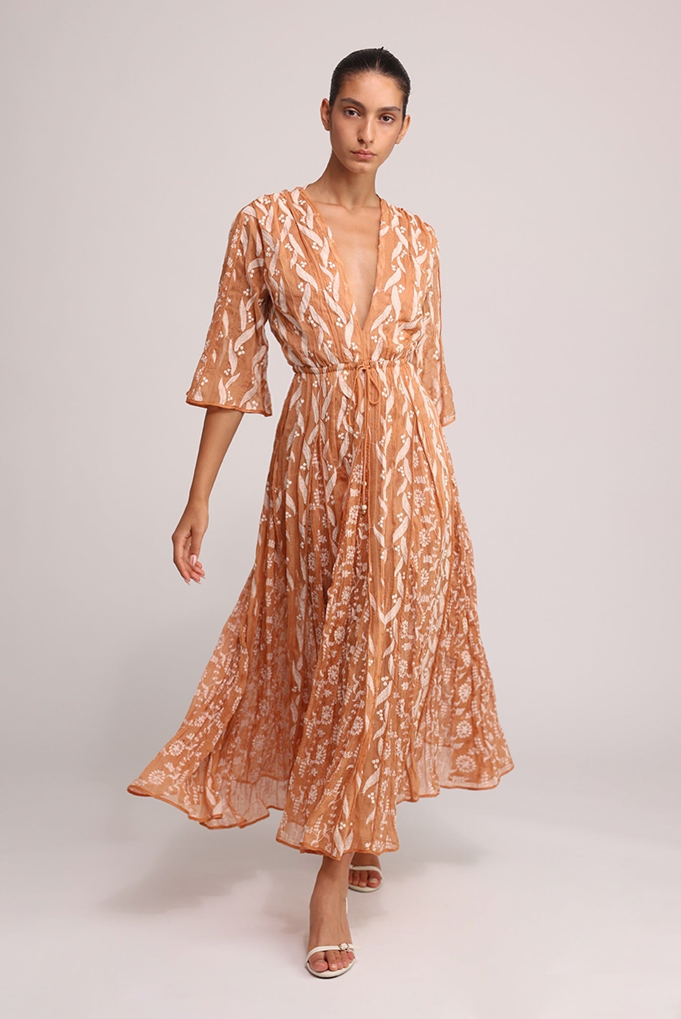 SABINA MUSAYEV - pleated_chiffon_w_emb_terracotta_summer_25