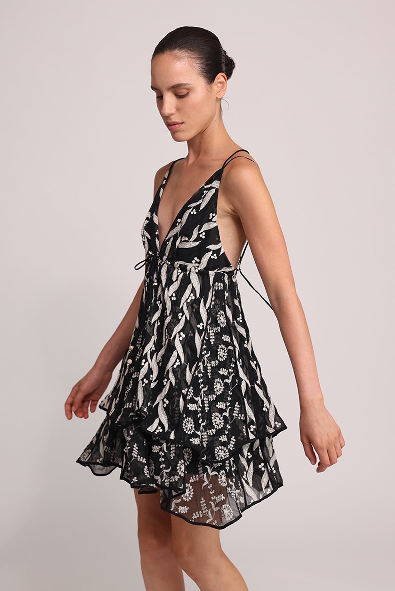 SABINA MUSAYEV - pleated_chiffon_w_emb_black_summer_25