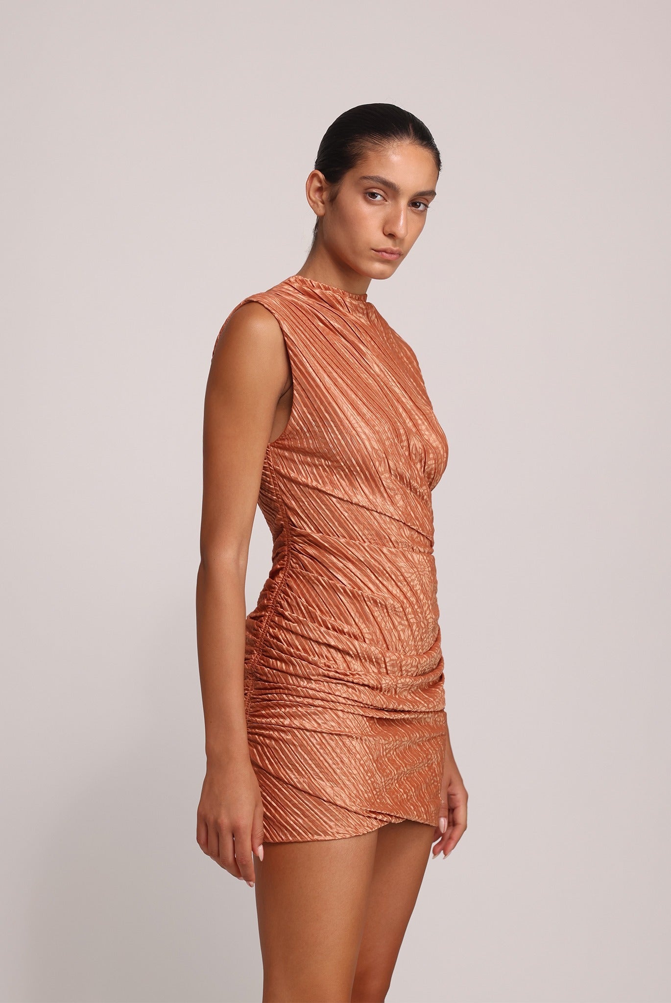 SABINA MUSAYEV - floral_embossed_pleated_knit_caramel_summer_25