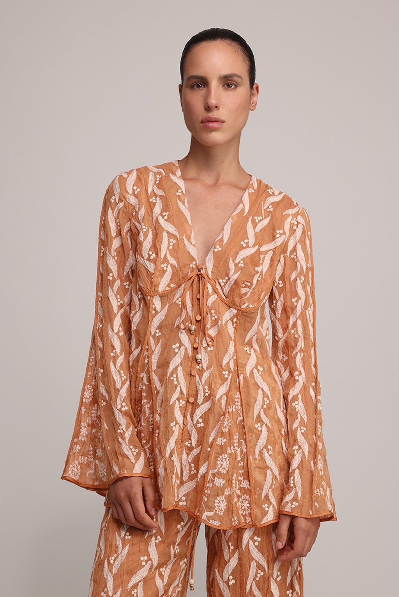 SABINA MUSAYEV - pleated_chiffon_w_emb_terracotta_summer_25