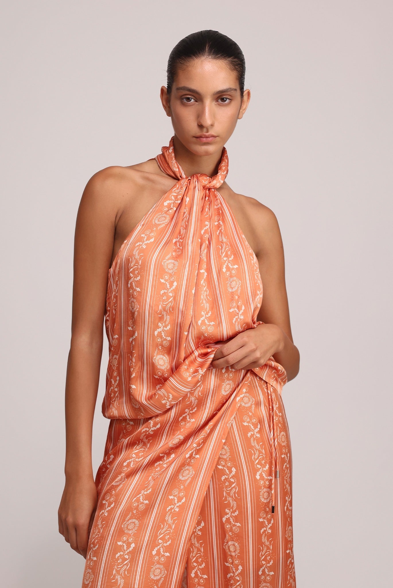 SABINA MUSAYEV - stripe_print_on_satin_orange_print_summer_25