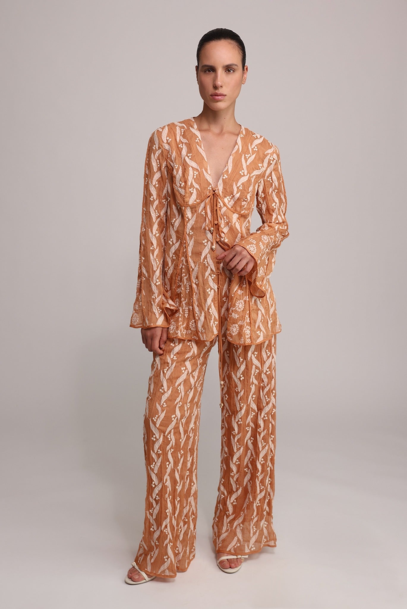 SABINA MUSAYEV - pleated_chiffon_w_emb_terracotta_summer_25