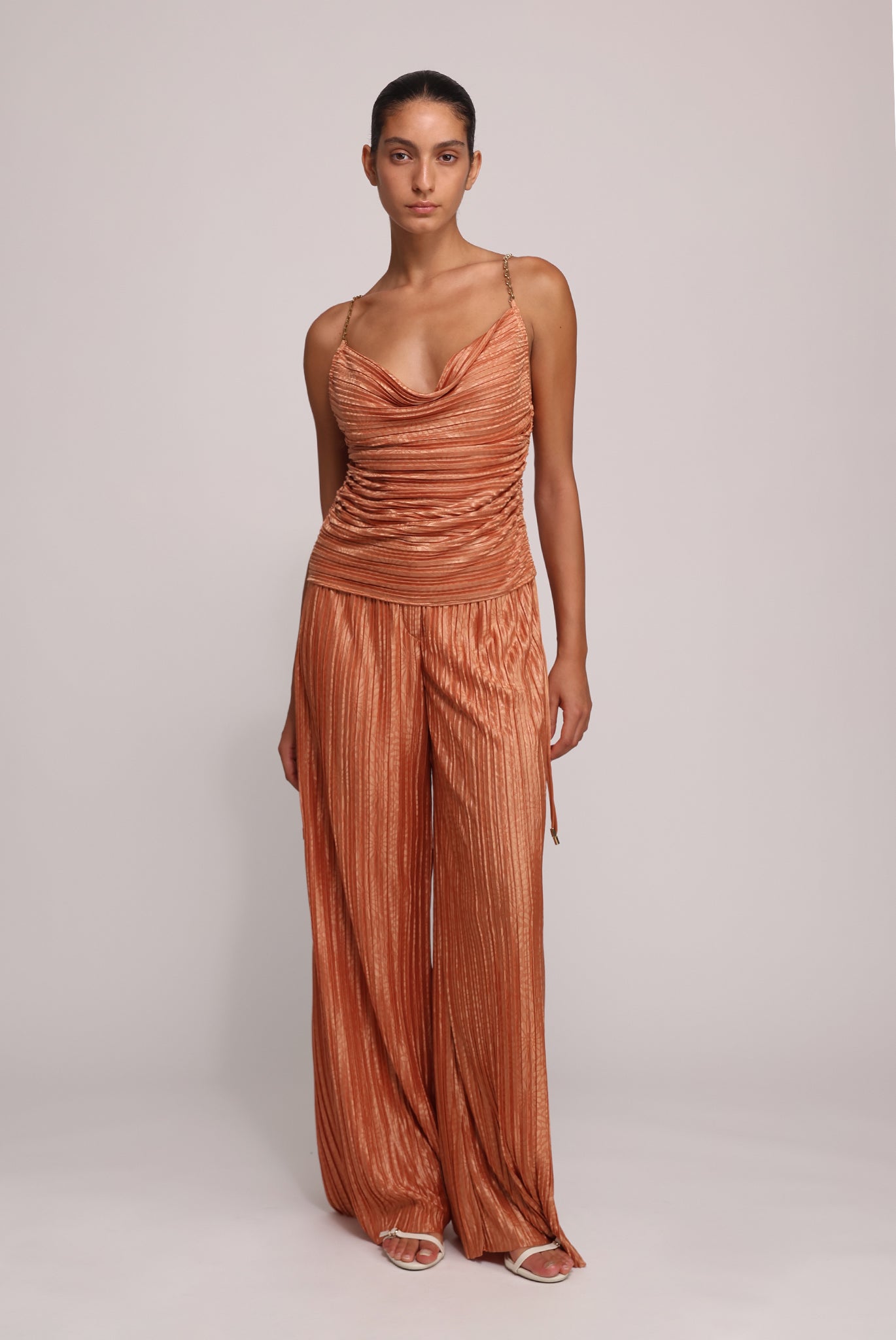 SABINA MUSAYEV - floral_embossed_pleated_knit_caramel_summer_25