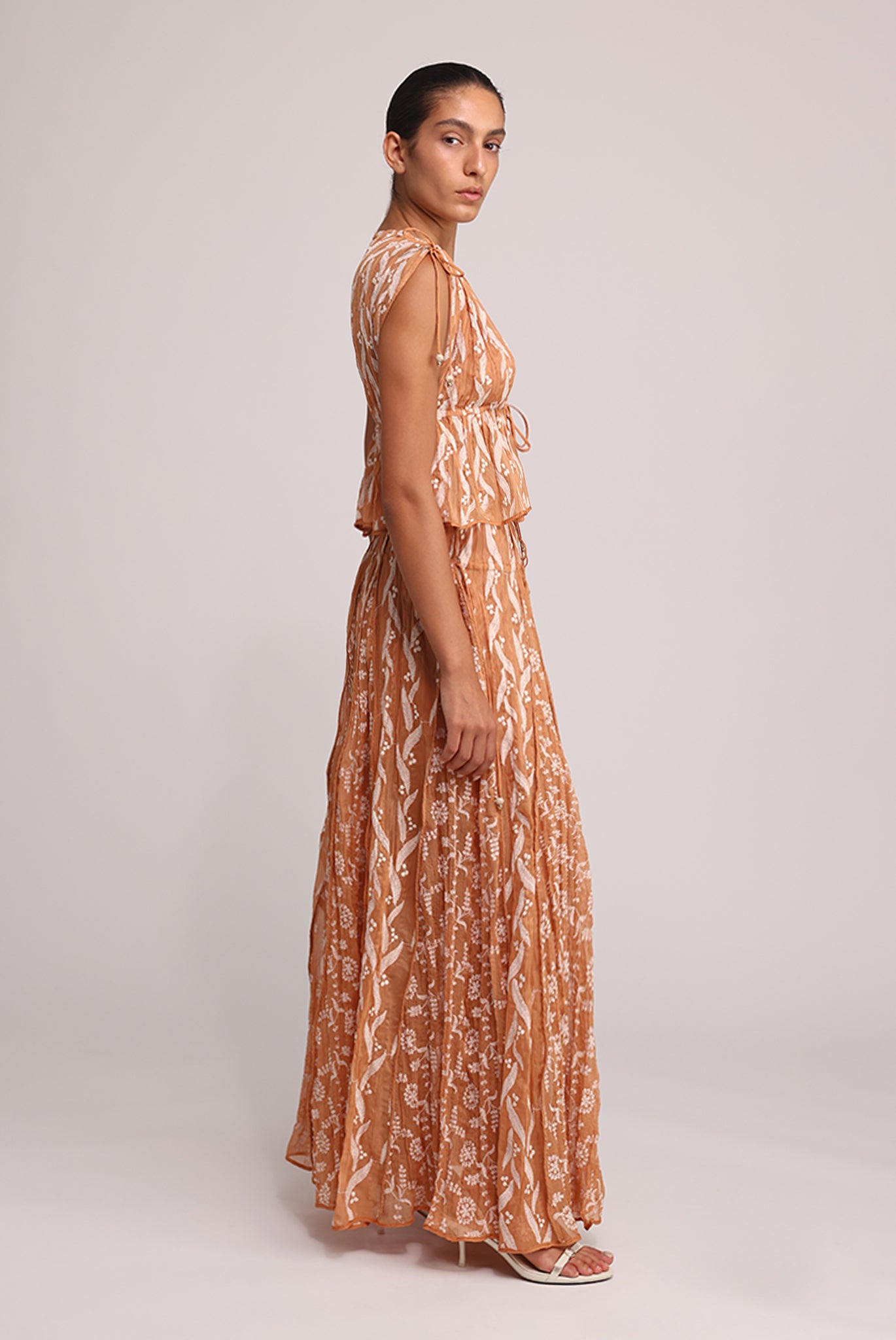 SABINA MUSAYEV - pleated_chiffon_w_emb_terracotta_summer_25