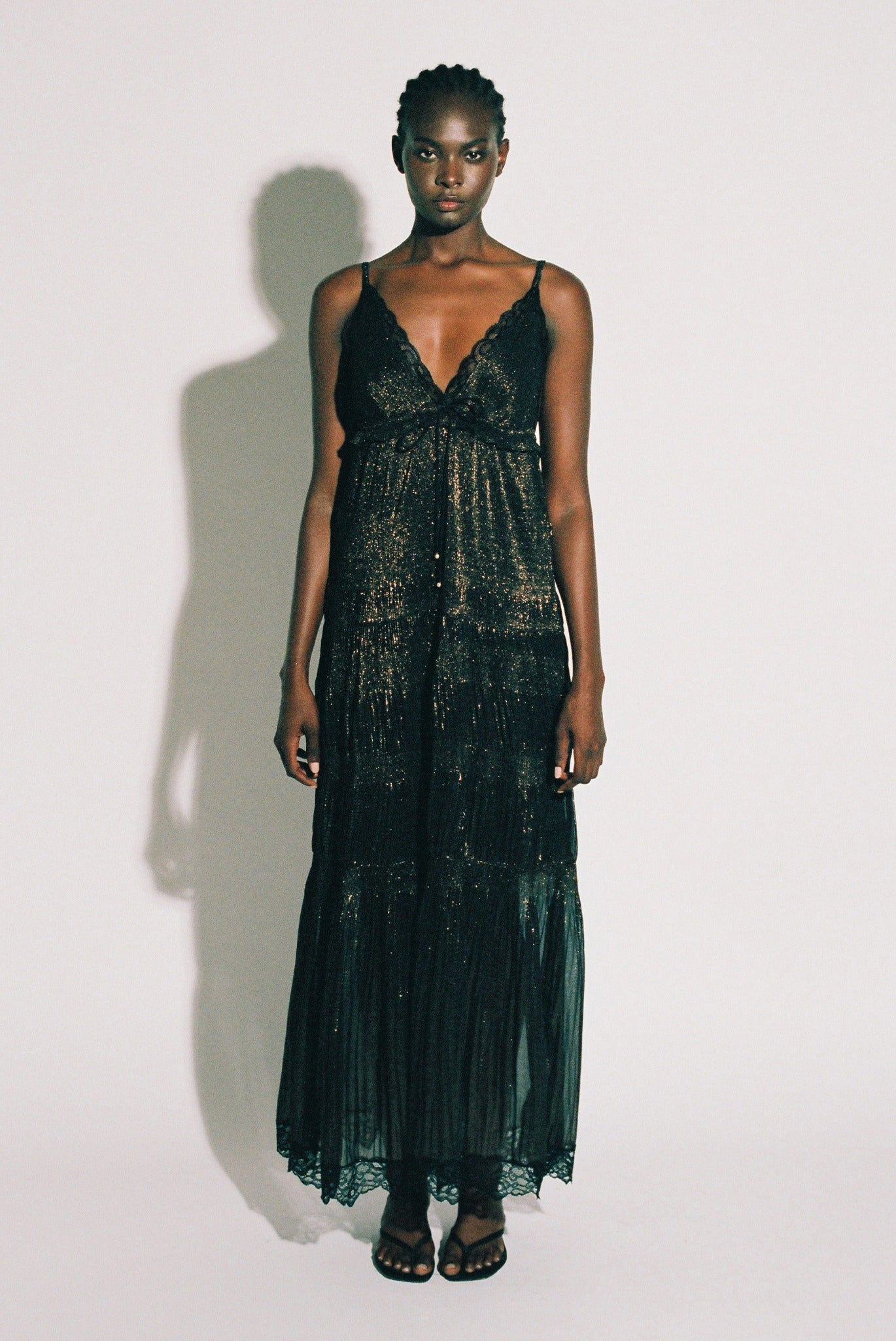 SABINA MUSAYEV - pleayed_chiffon_w._foil_black_bronze_pre_fall_25_26