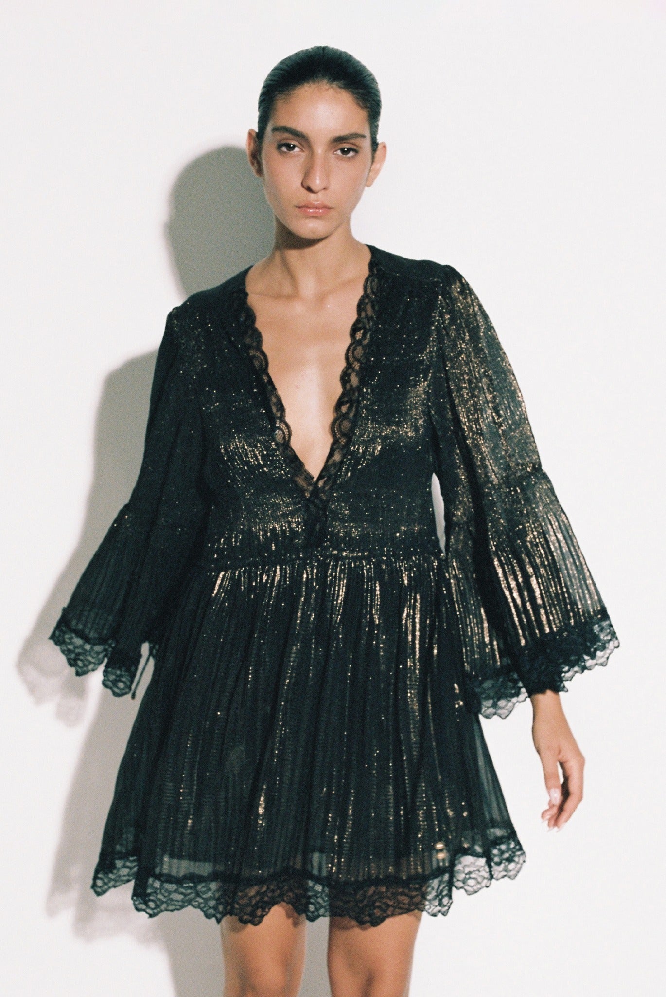 SABINA MUSAYEV - pleayed_chiffon_w._foil_black_bronze_pre_fall_25_26