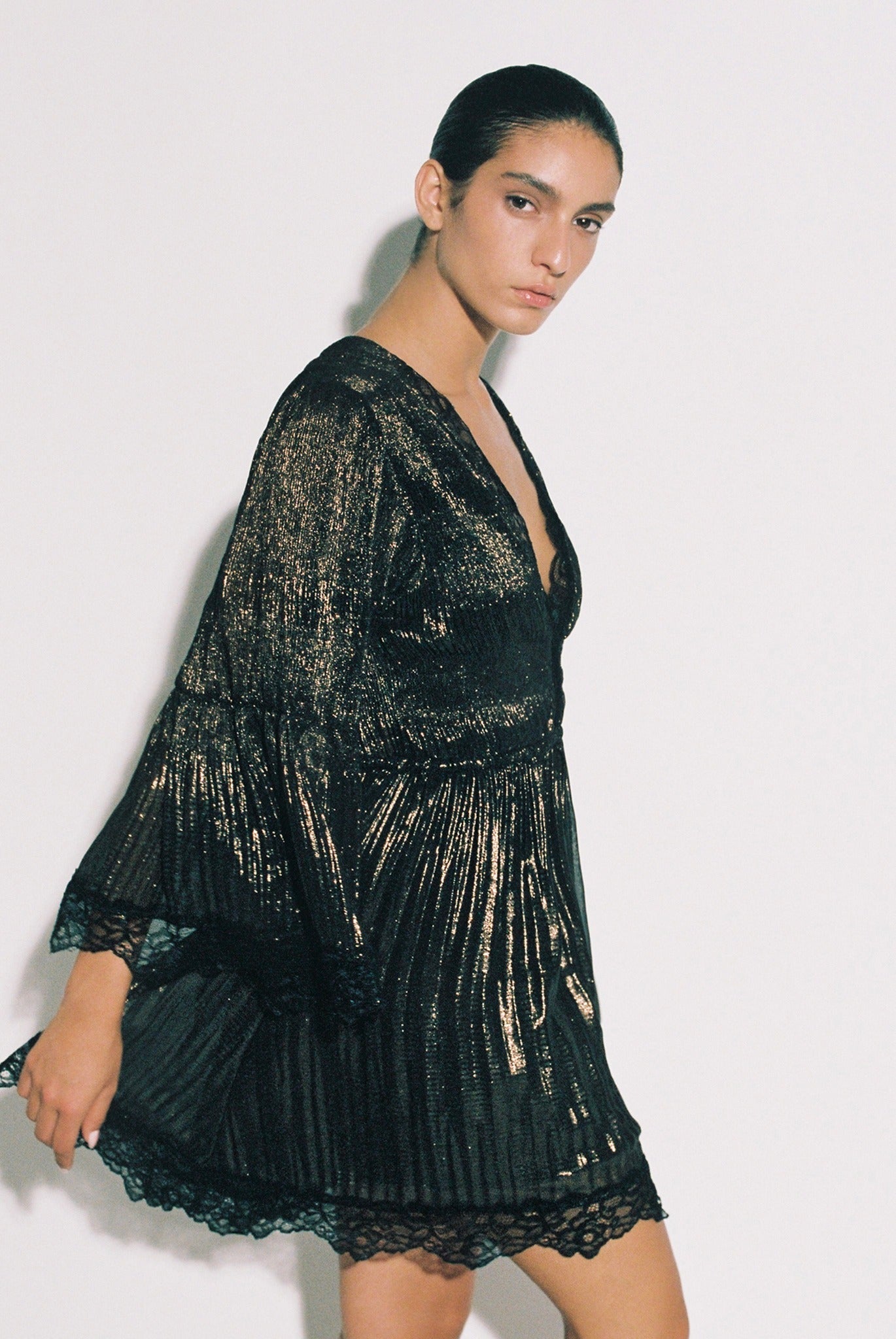 SABINA MUSAYEV - pleayed_chiffon_w._foil_black_bronze_pre_fall_25_26