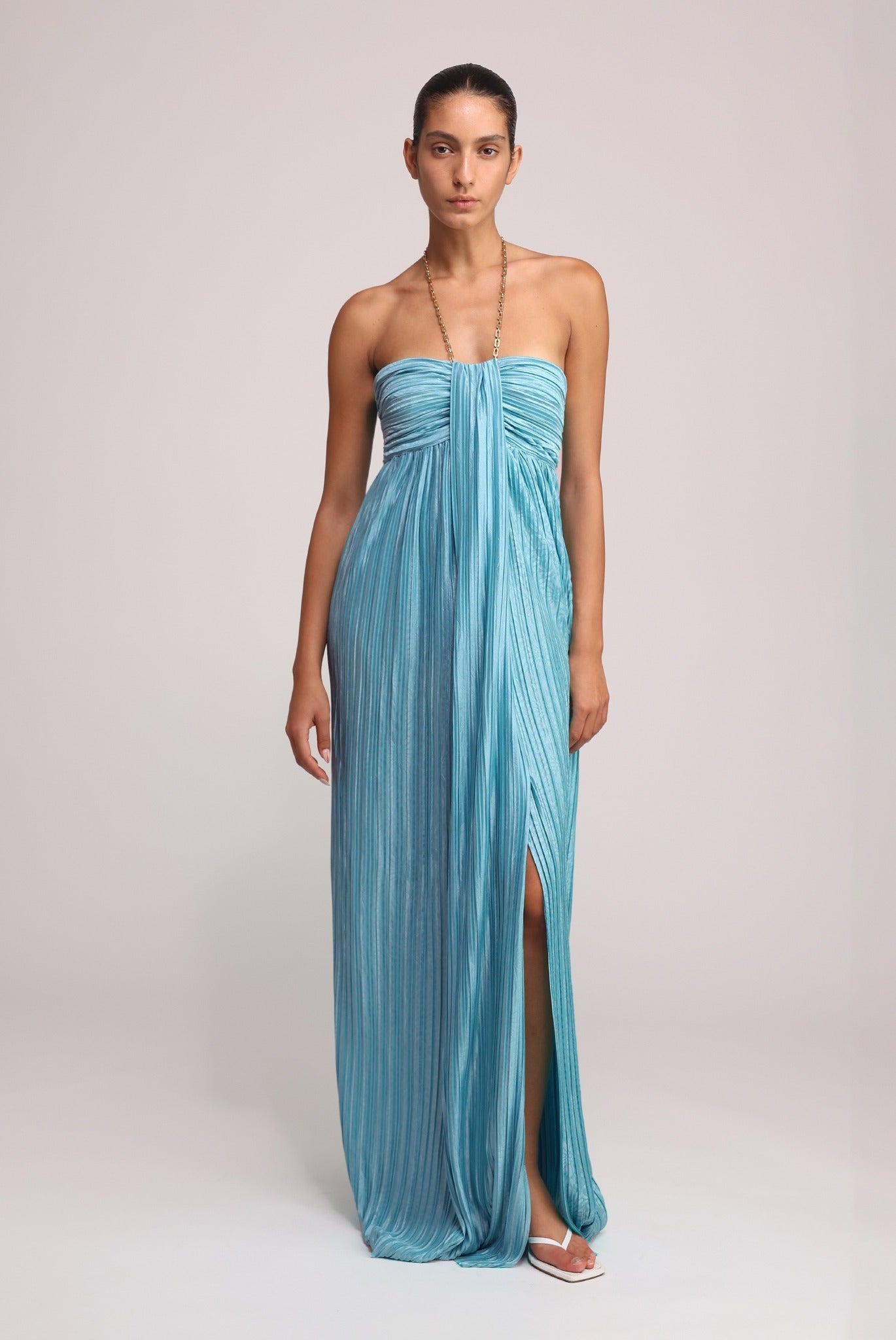 SABINA MUSAYEV - floral_embossed_pleated_knit_aquamarine_summer_25