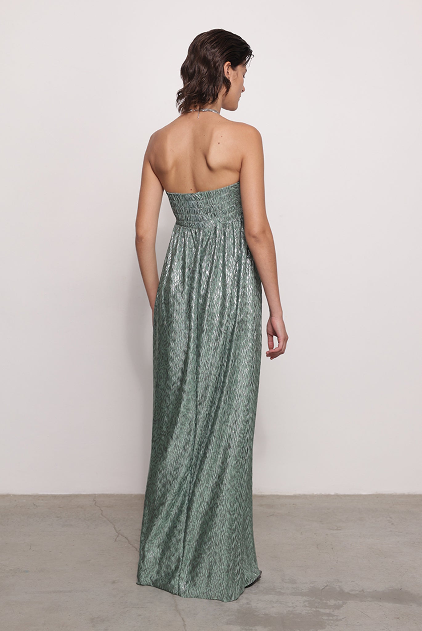 SABINA MUSAYEV - pleated_knit_w._foil_smoked_sage_fw_25_26