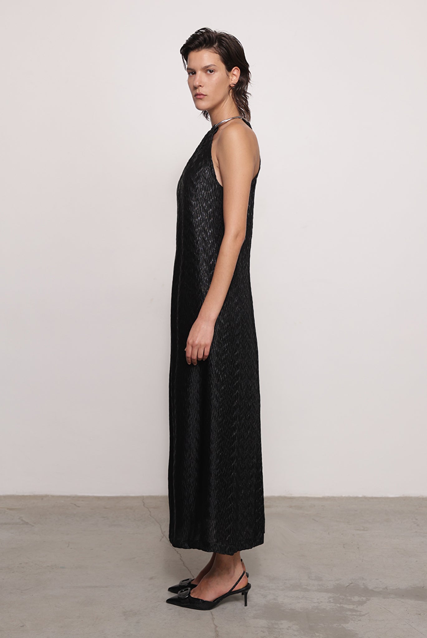 SABINA MUSAYEV - pleated_knit_w._foil_black_fw_25_26